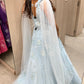 🐬Light blue long dress with butterfly ￼sleeves🐬