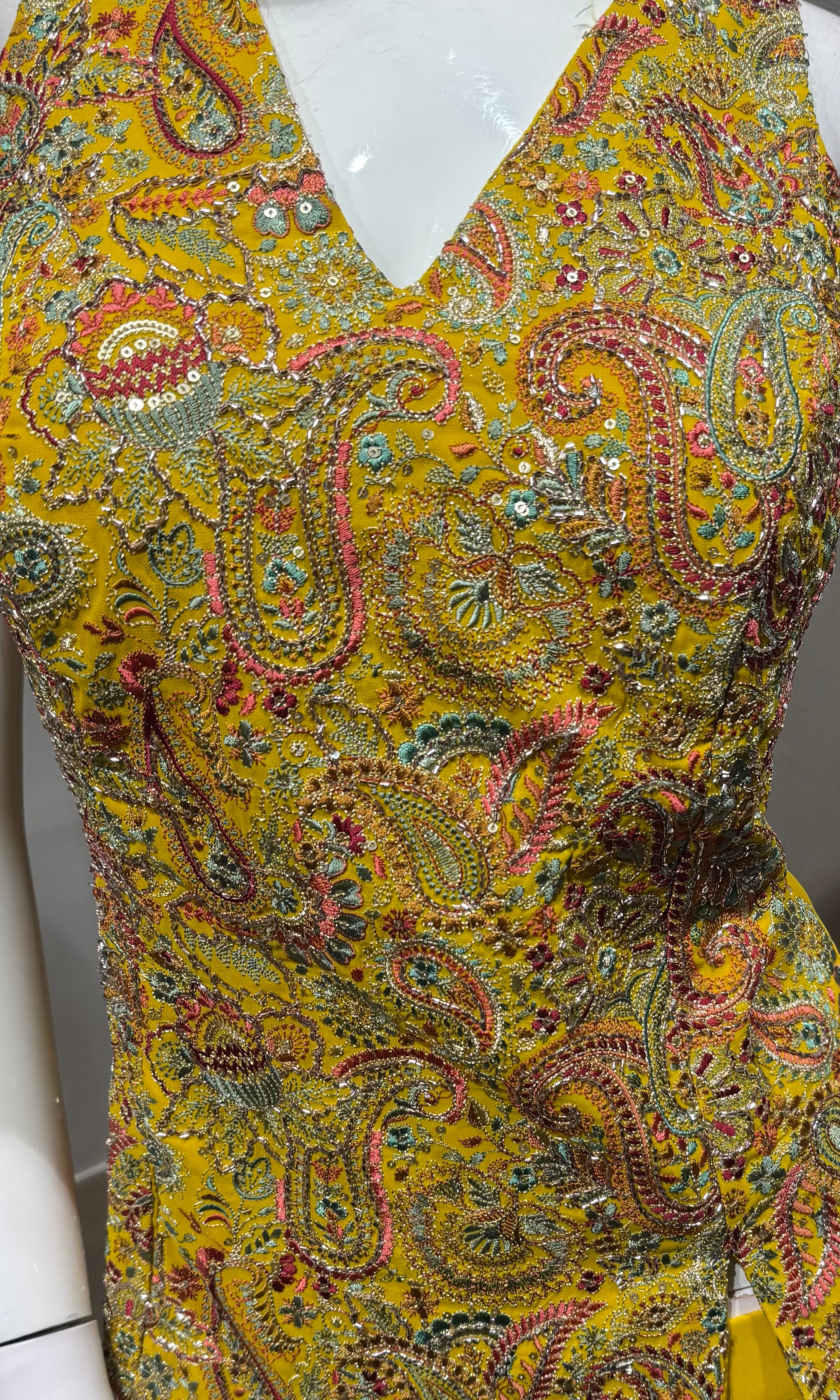 Yellow Chinon Silk Palazzo SET