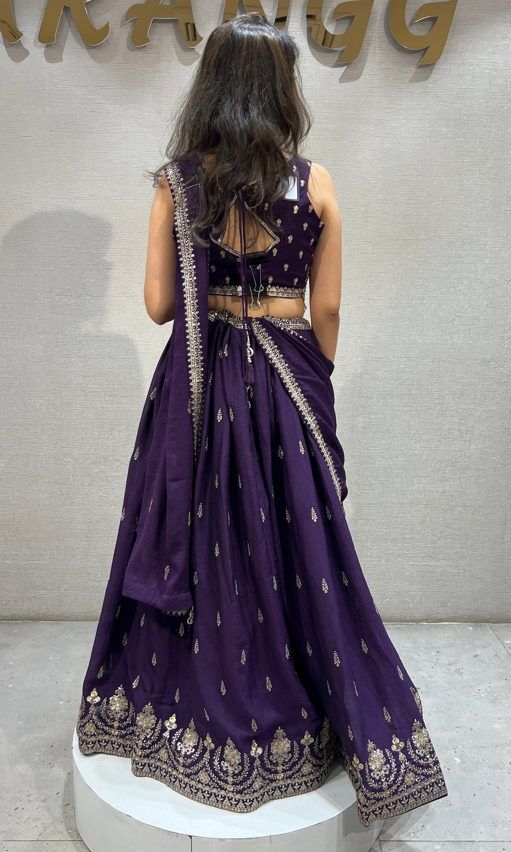 PURPLE Floral Motif Embroidered Lehenga Set