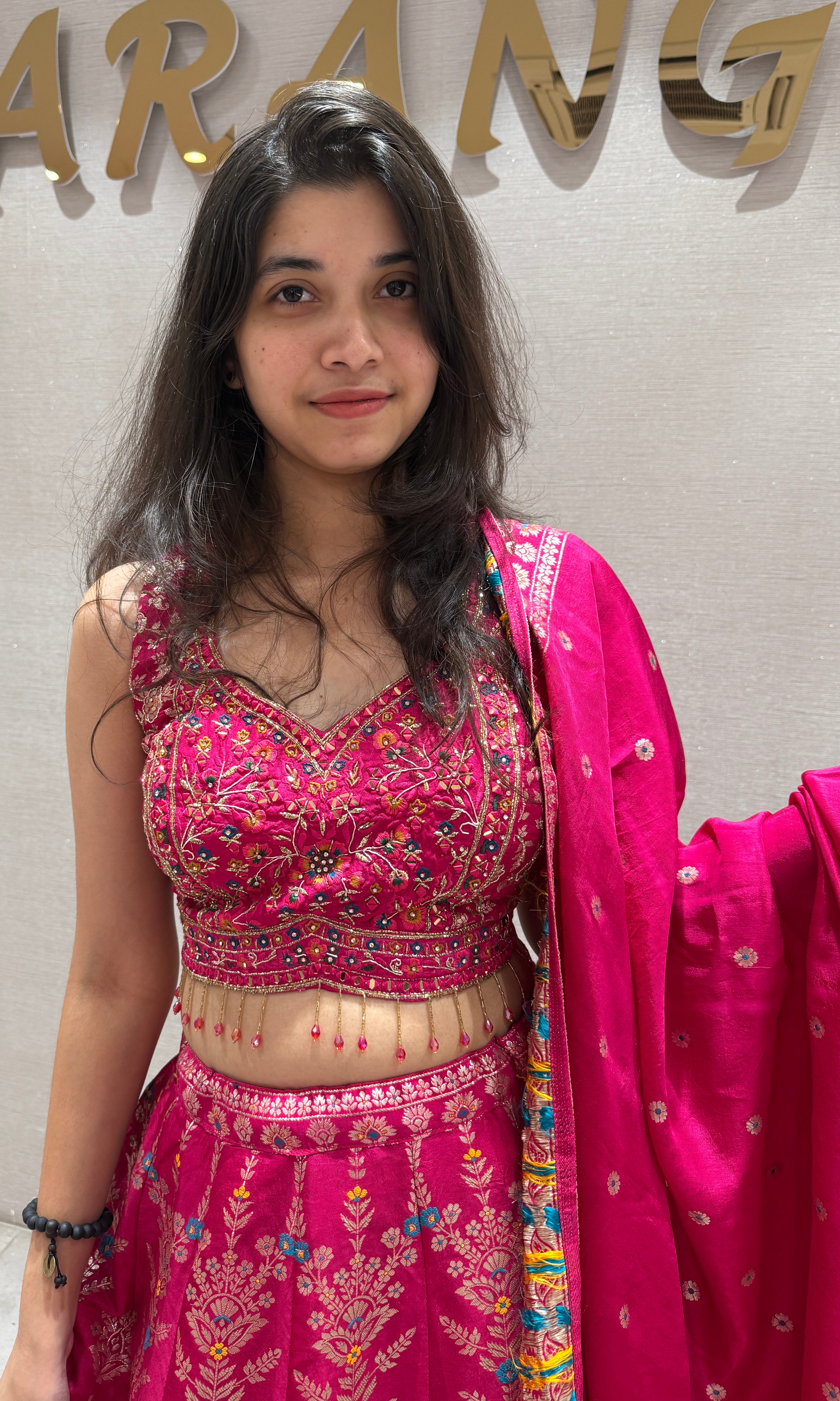 Pink Ethnic Floral Lehenga