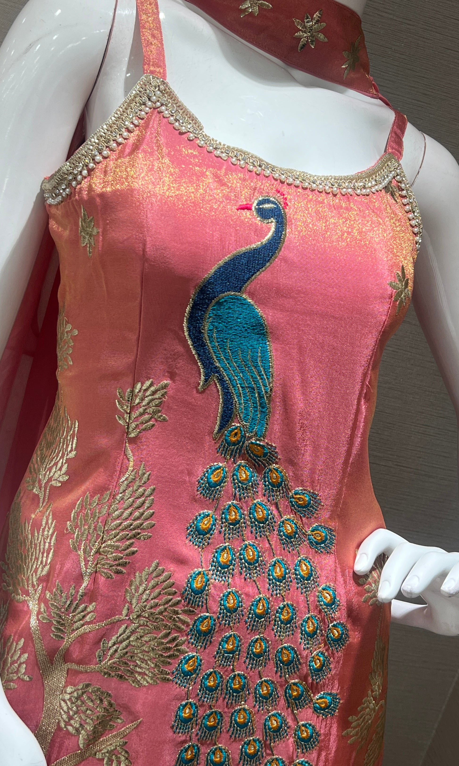 Pink PEACOCK EMBROIDERED Palazzo