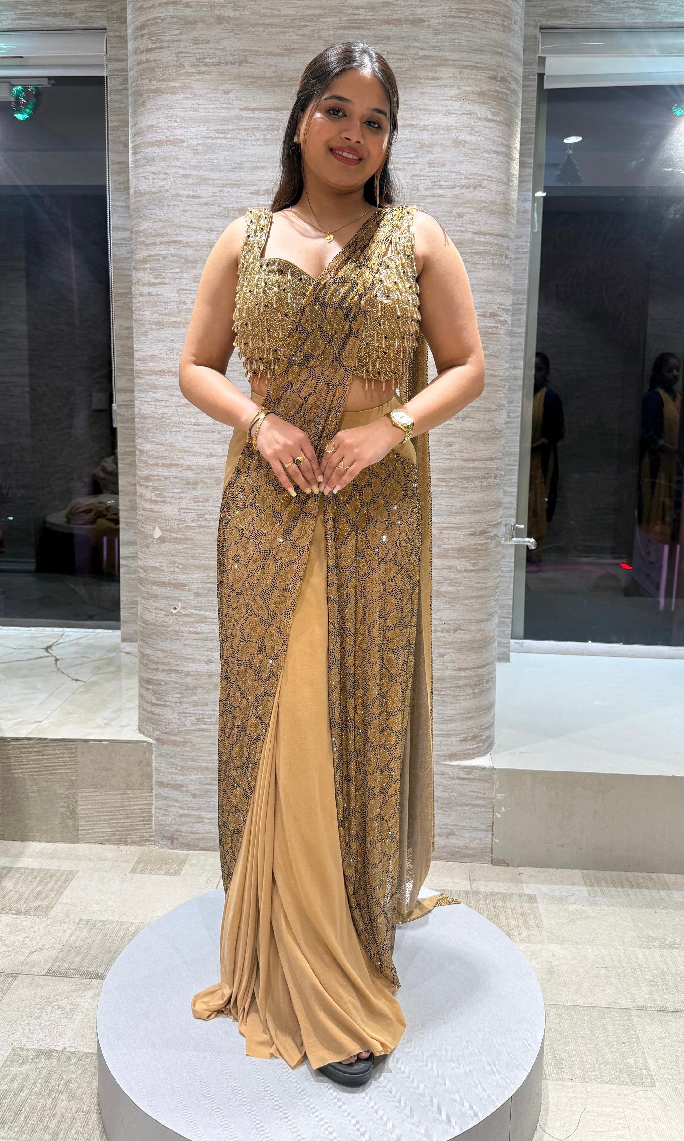 Chikoo GOLDEN drape saree
