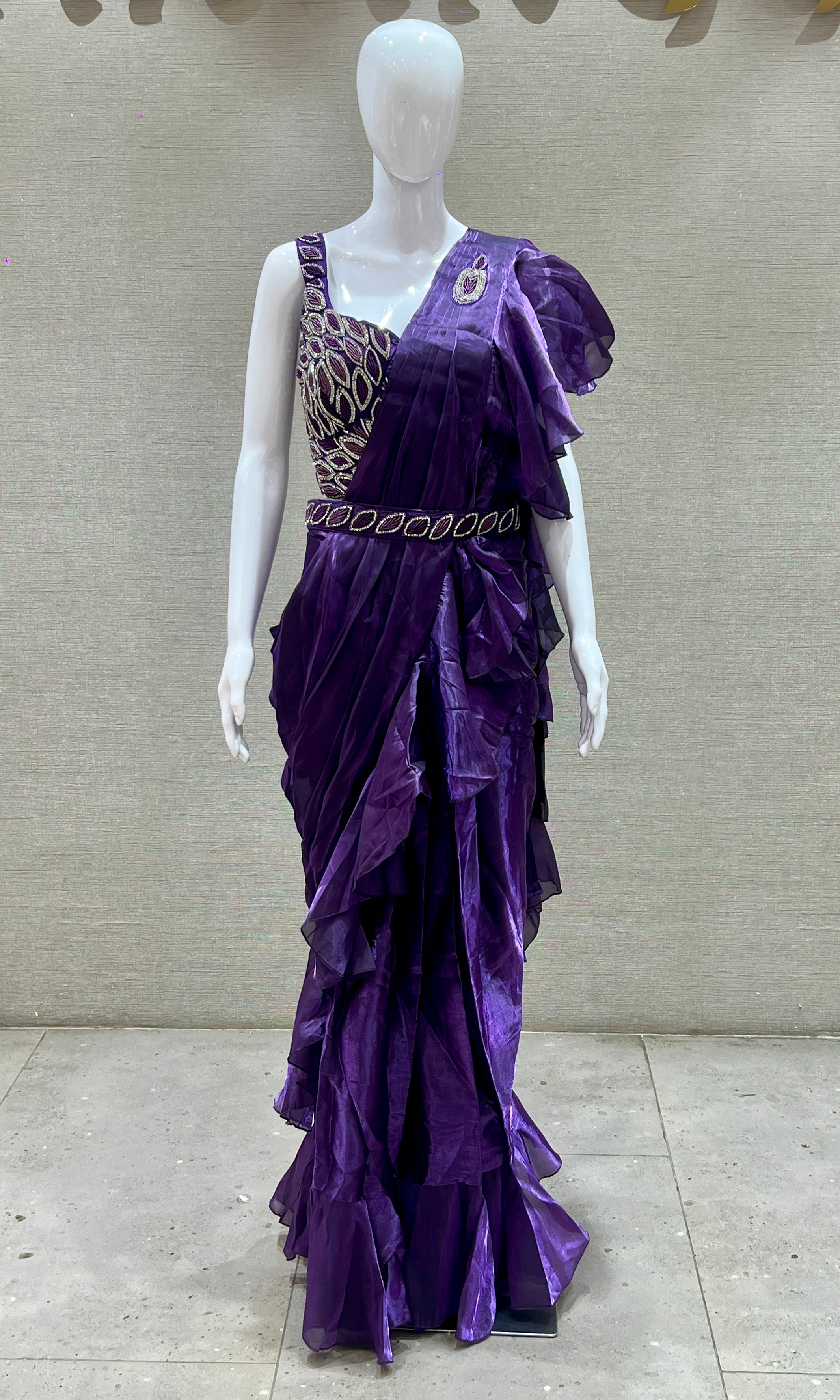 Purple one minute saree