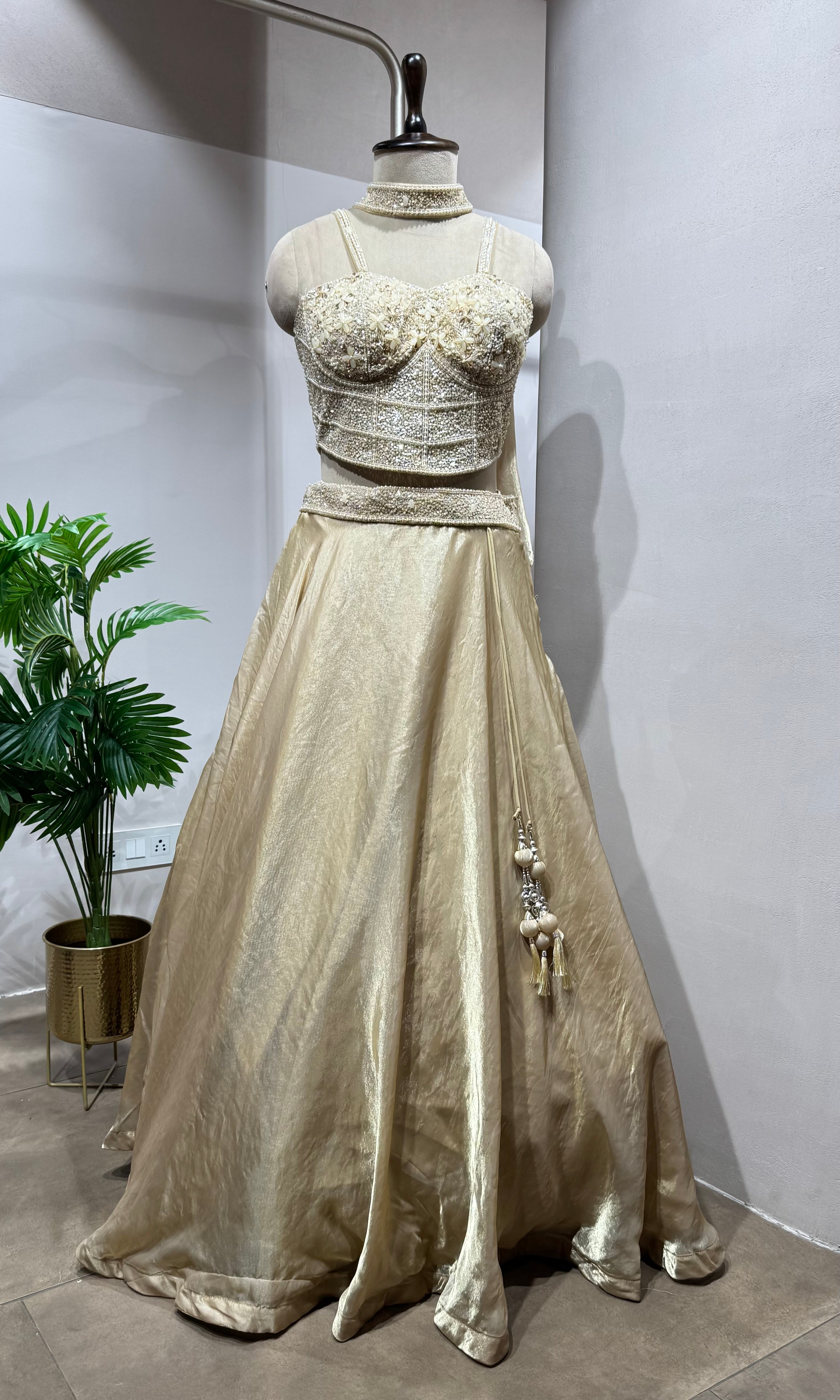 Gold and Silver Wedding Wear Lehenga