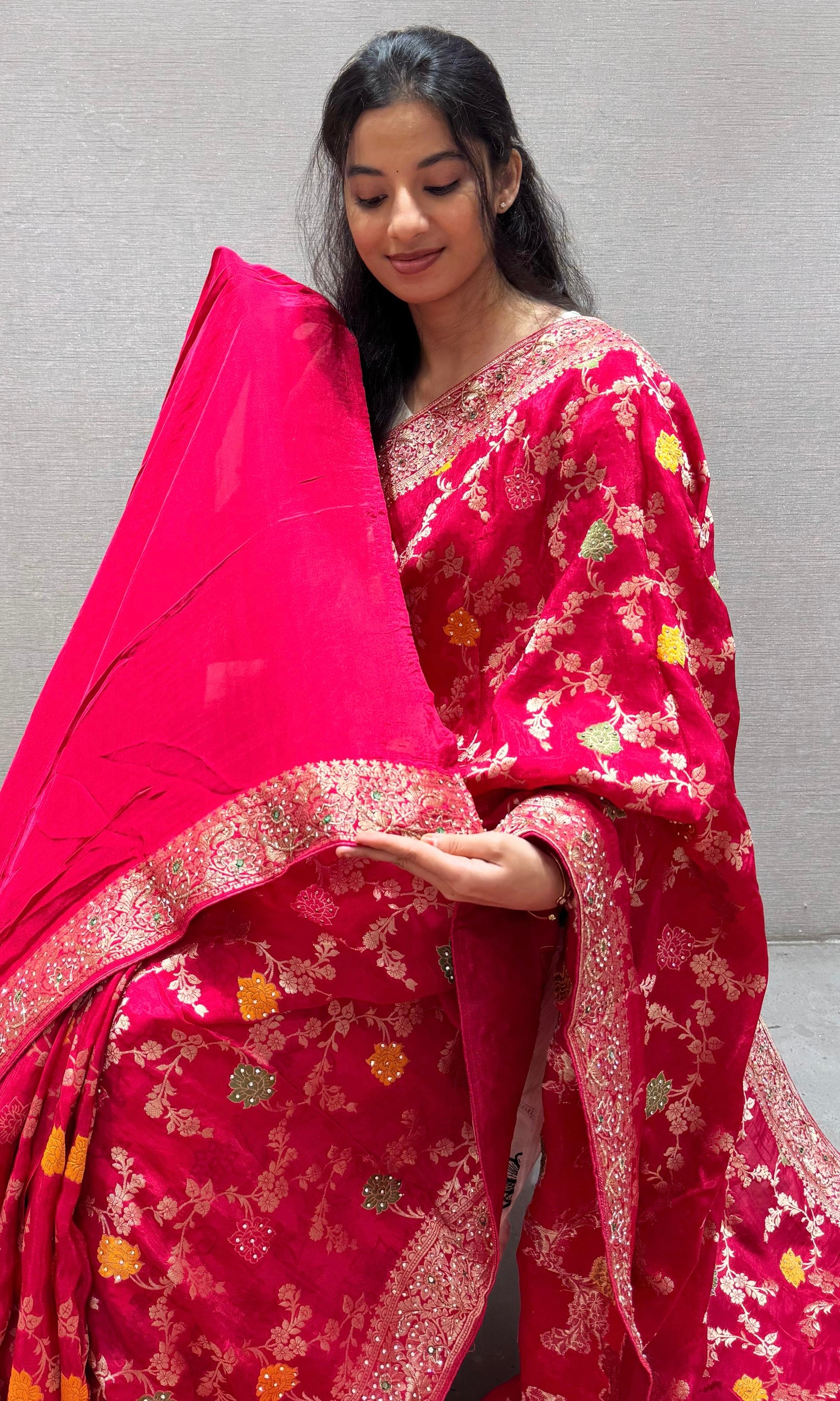Pink Banarasi saree