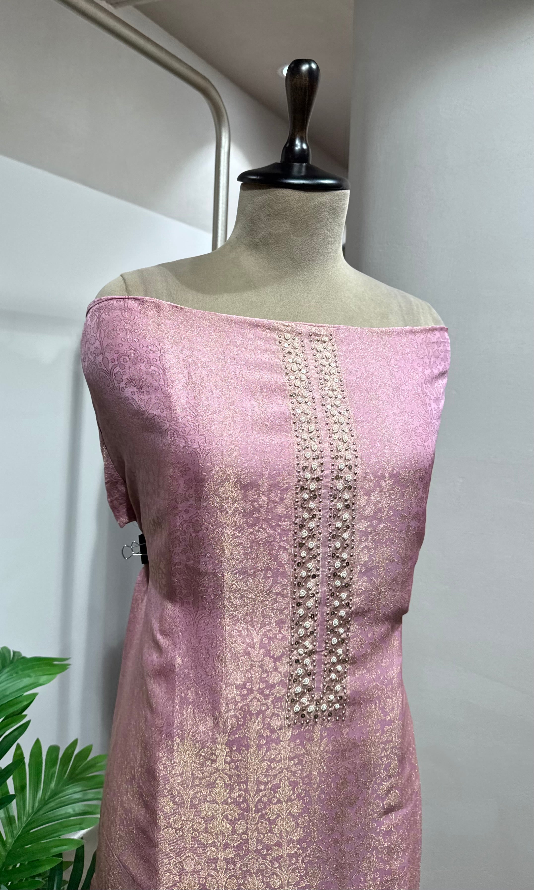 LAVENDER Banarasi Silk DRESS MATERIAL