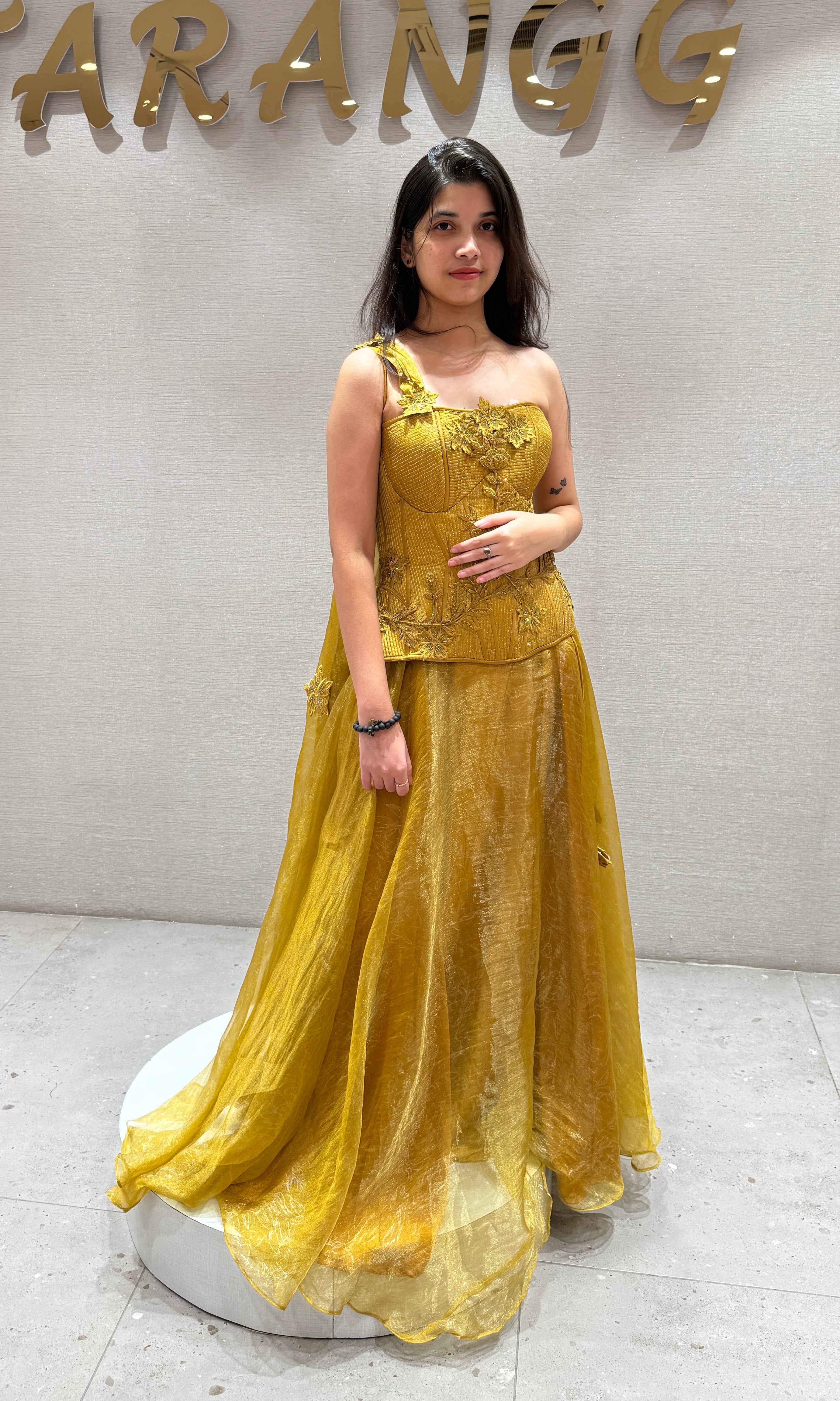 Golden Mustard yellow Corset Lehenga