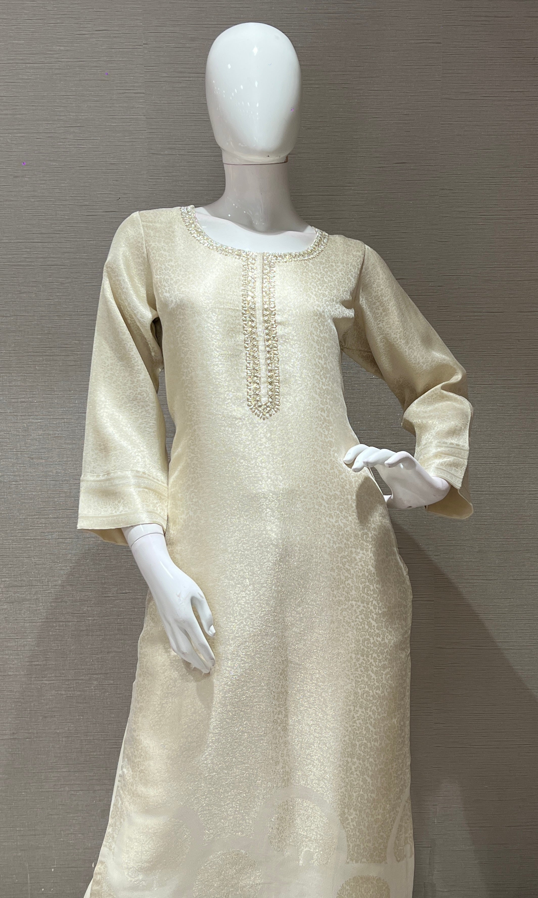 Half white EMBROIDERED kurta set