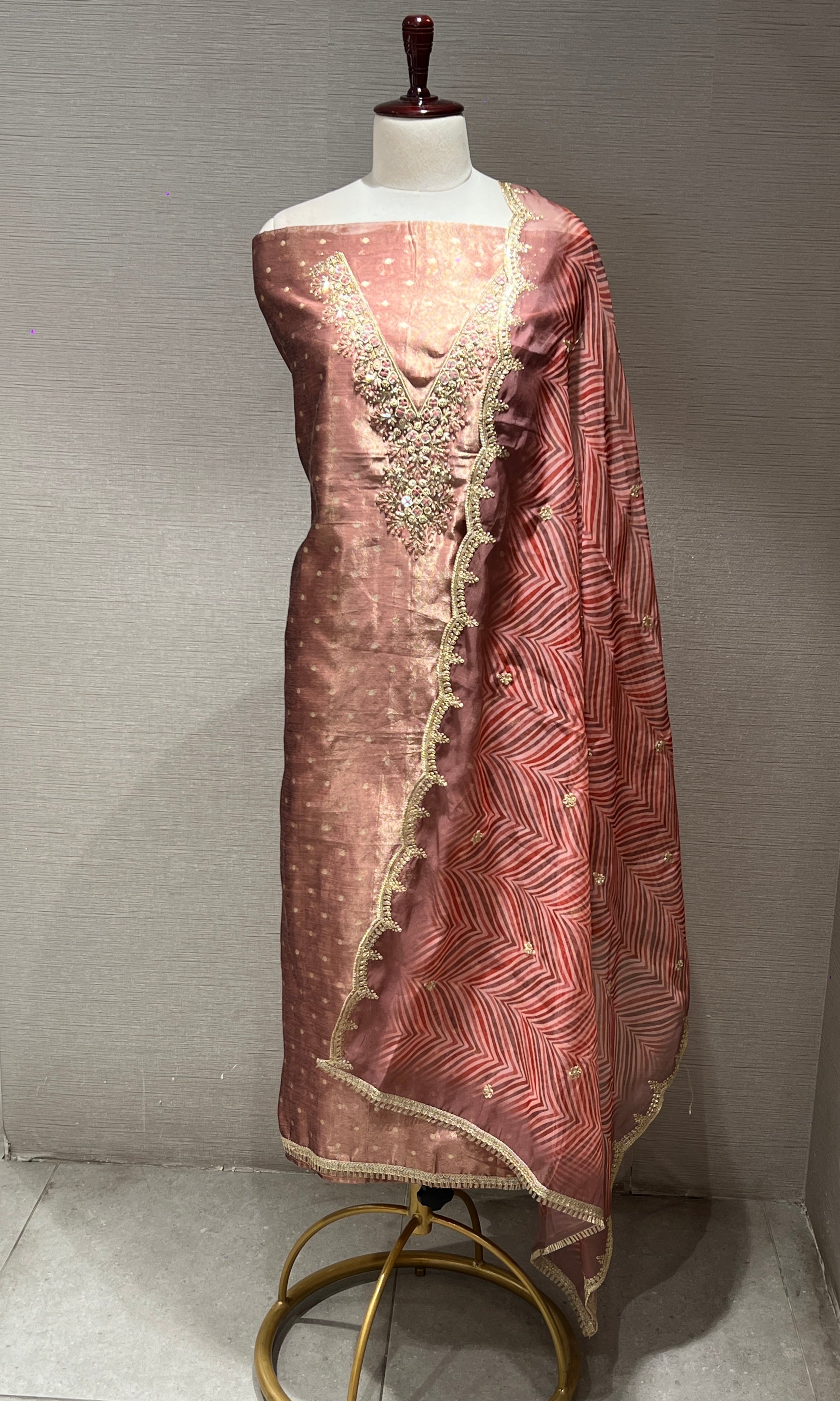 Brown dress material