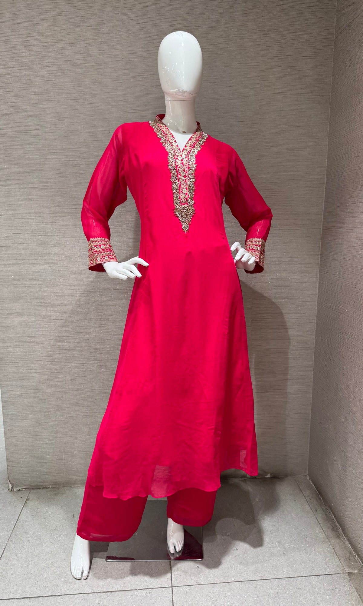 Rani Embroidered Salwar Silk Kurta Set with Dupatta