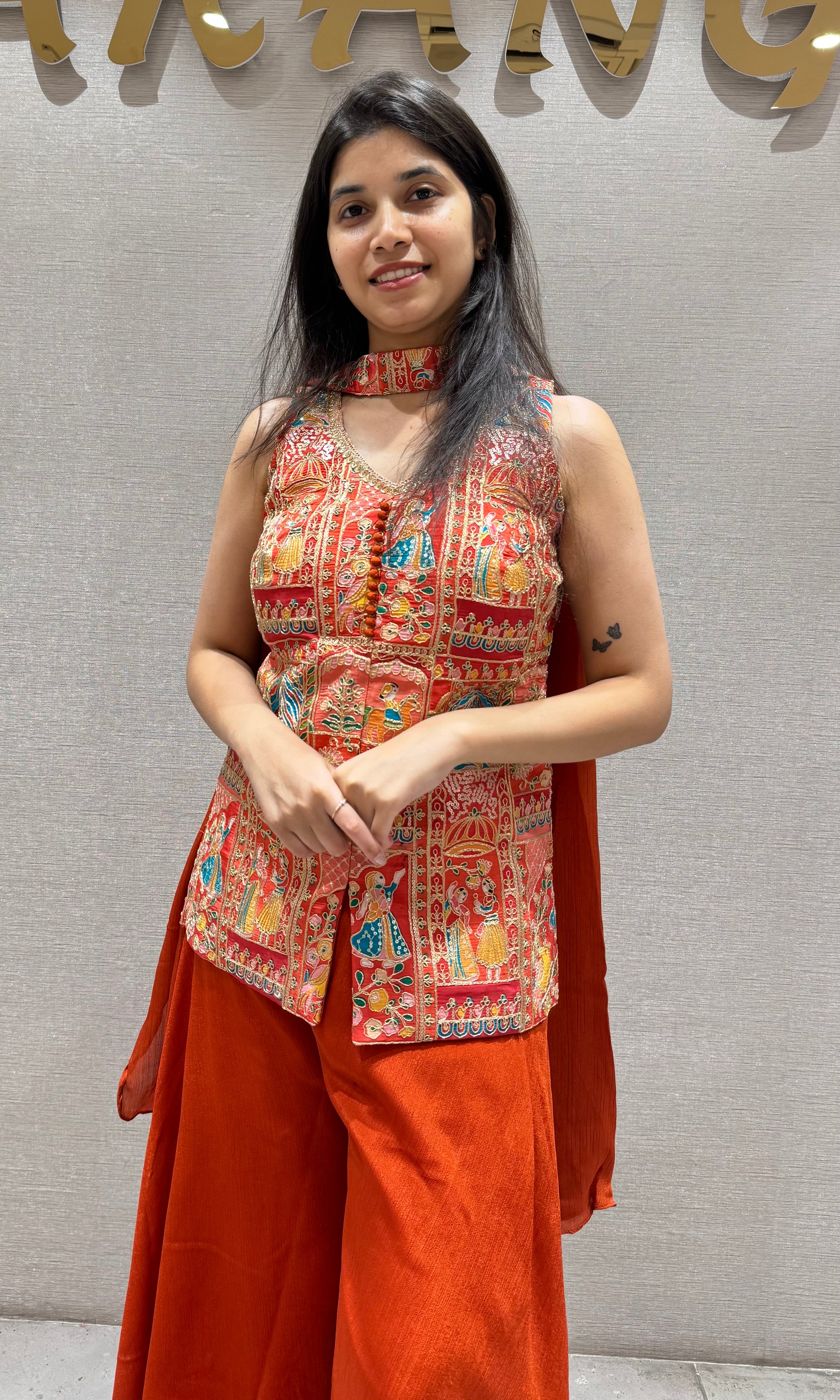 Embroidered Orange SHARARA