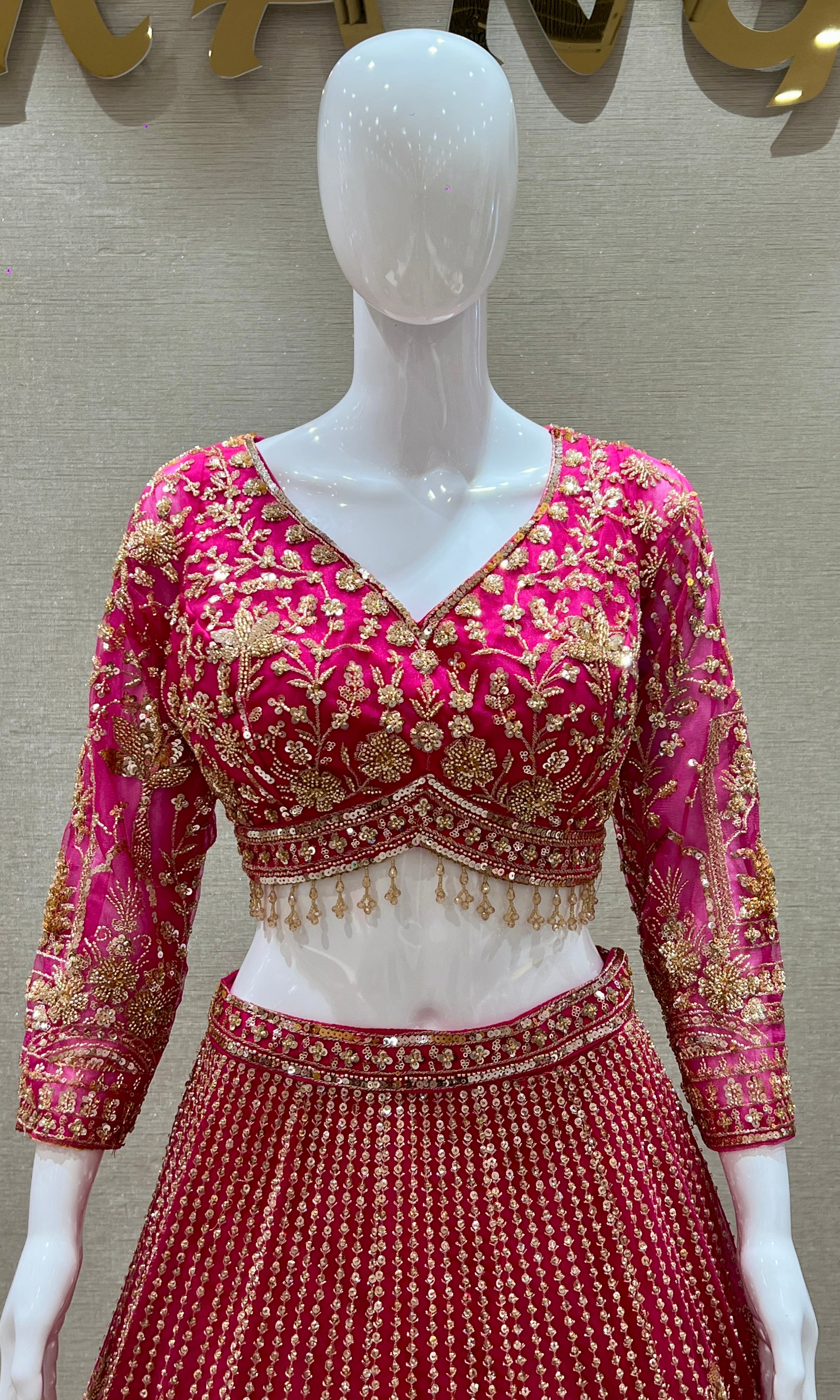 Rani Pink Regal Zardosi Bridal Lehenga
