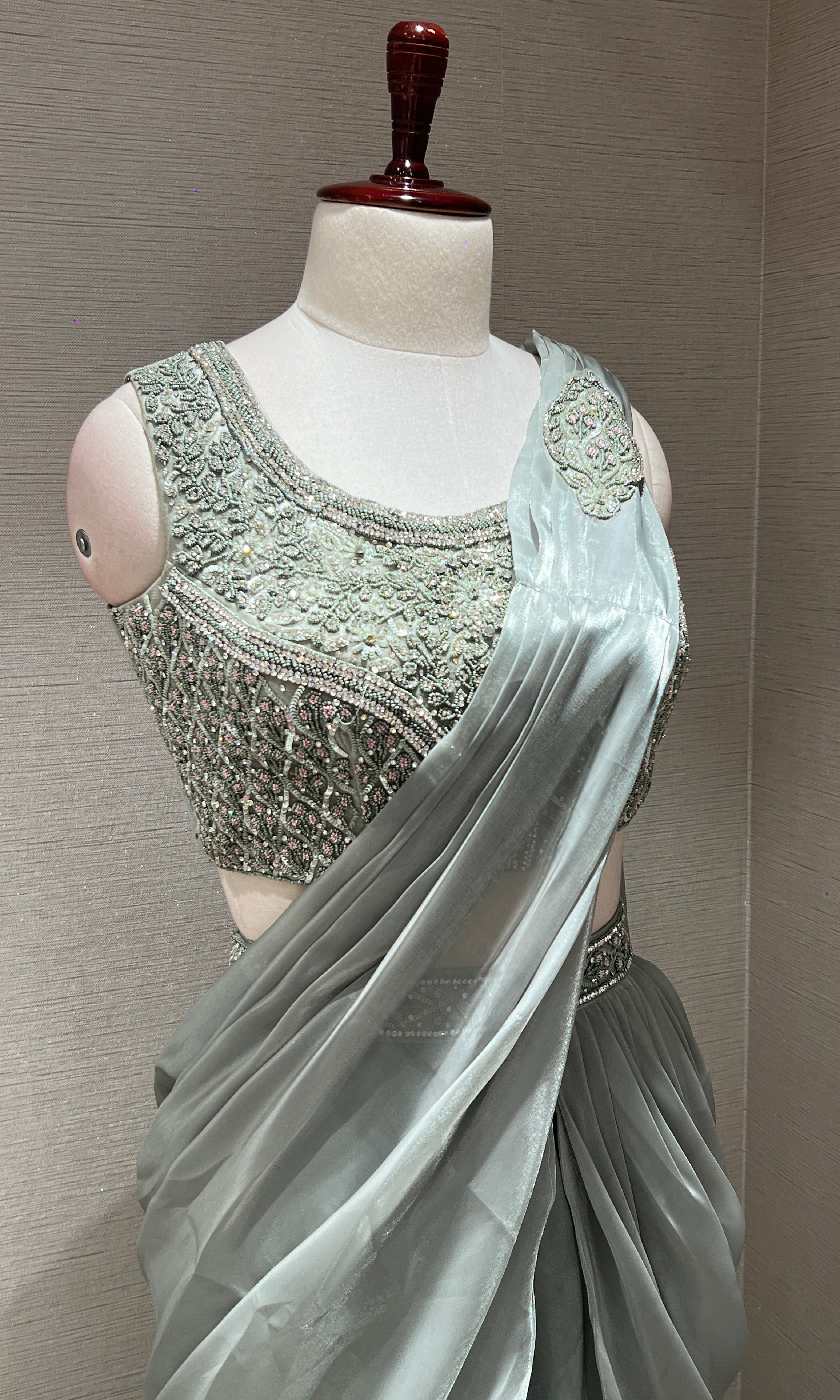 Pista green one minute saree