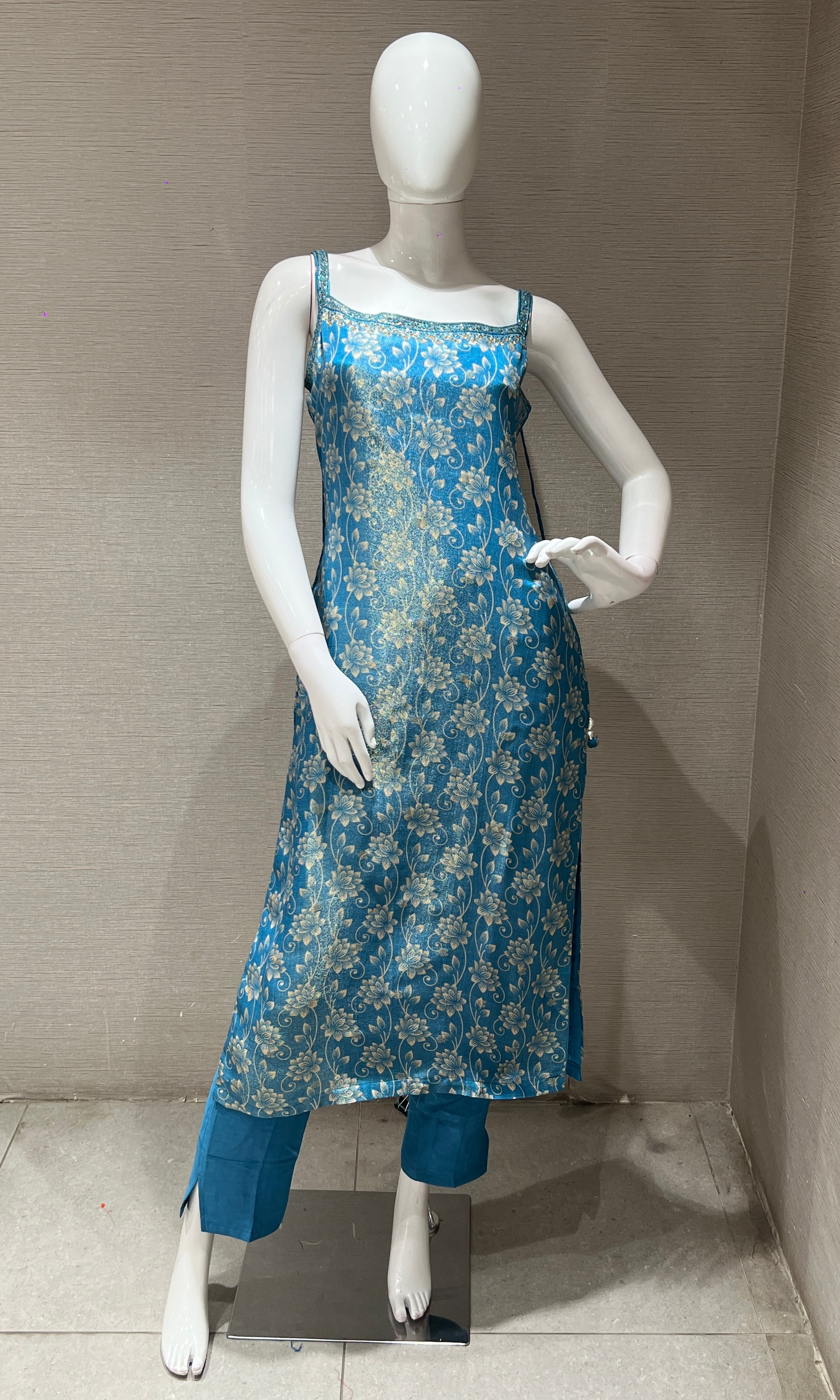 Blue and Gold Ethnic Kurta Set