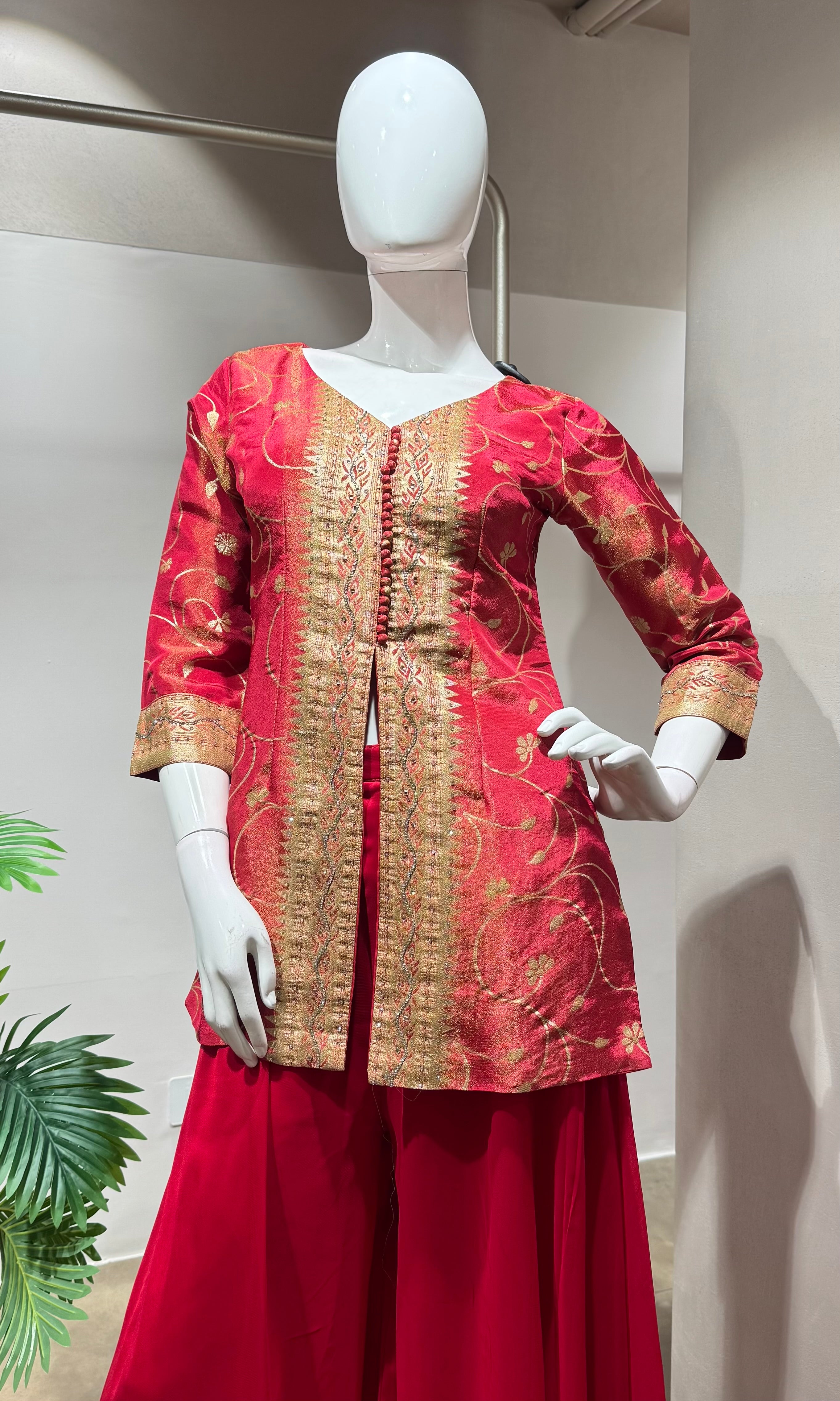 Tomato Red elegant palazoo set