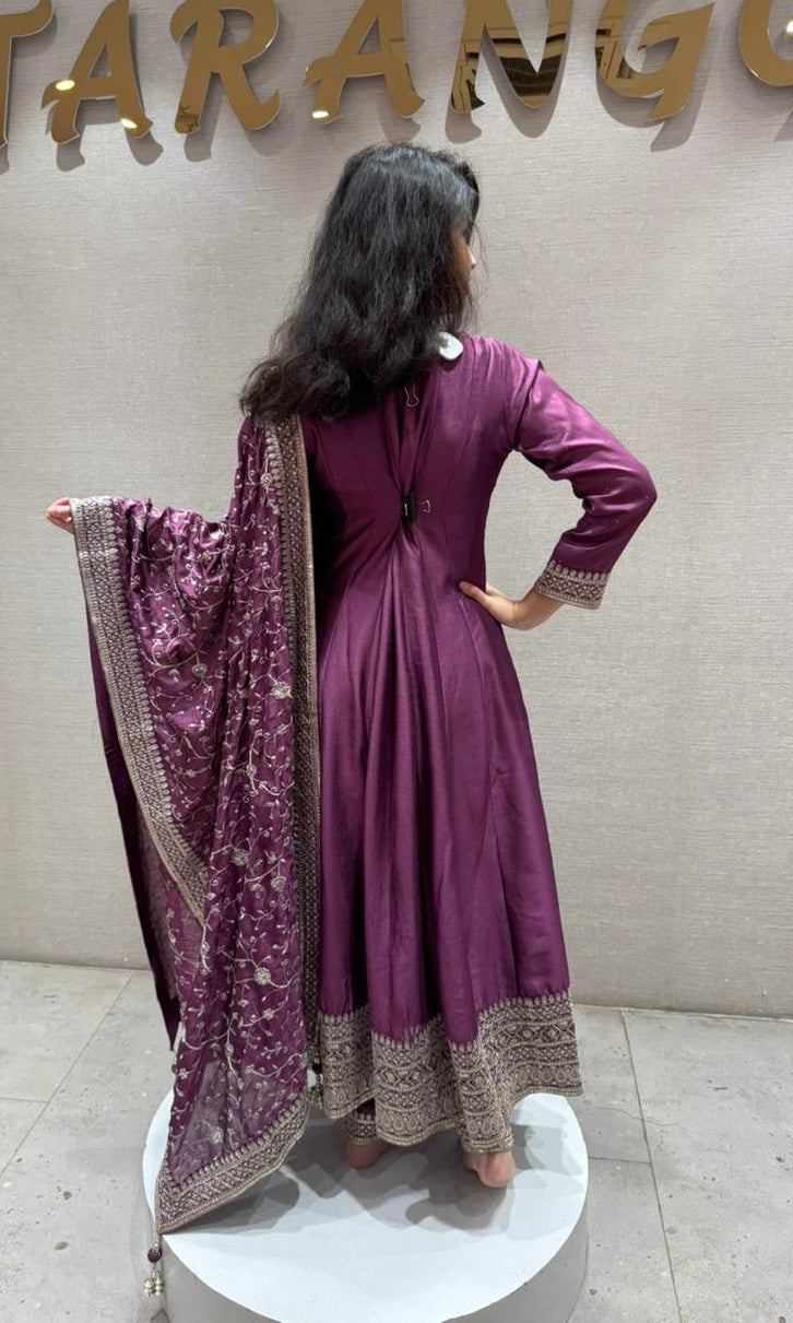 Violet  Graceful Anarkali Kurta Set with Dupatta