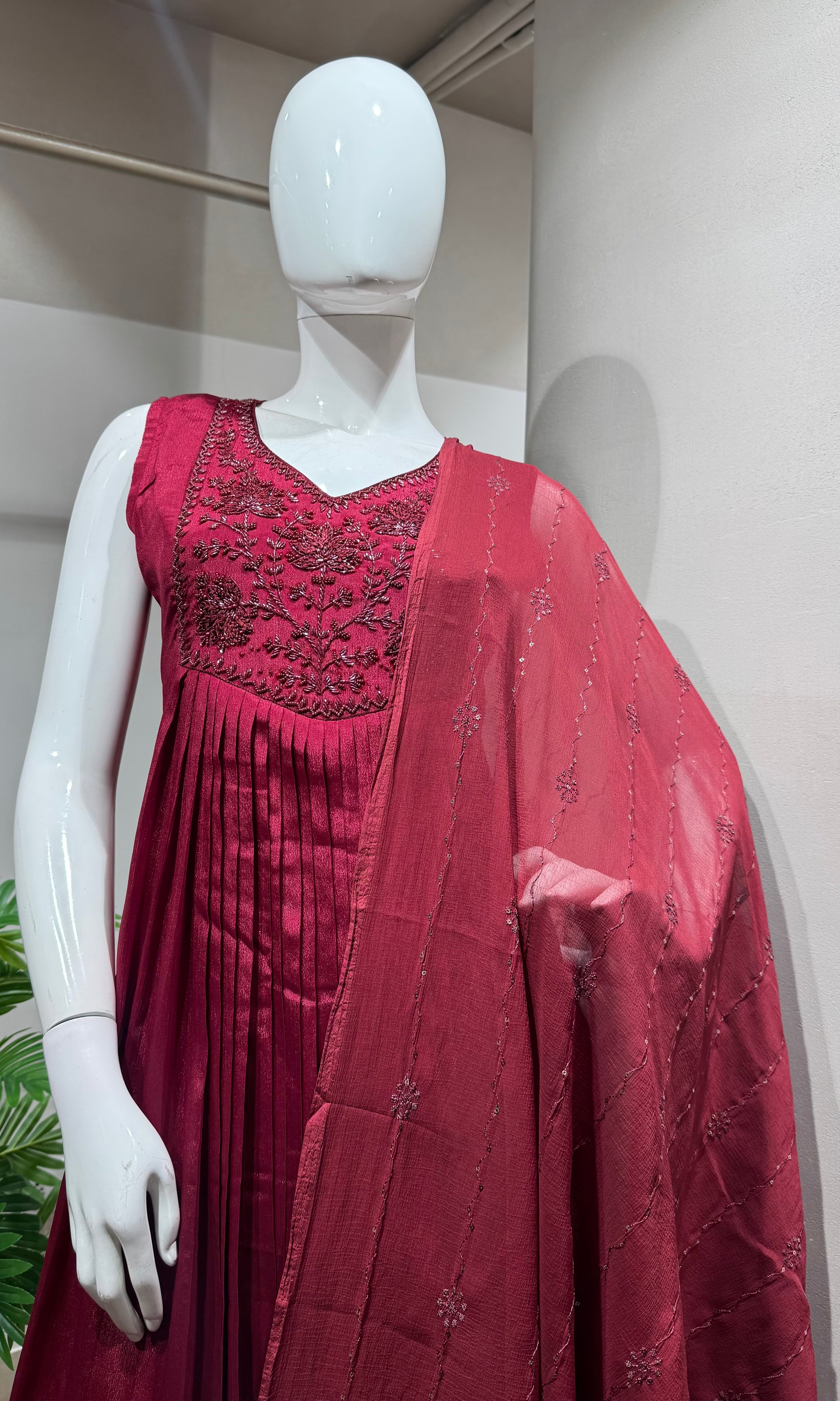 MAROON floral ethnic kurta set