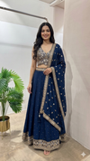 Navy blue GOLDEN EMBROIDERED LEHENGA