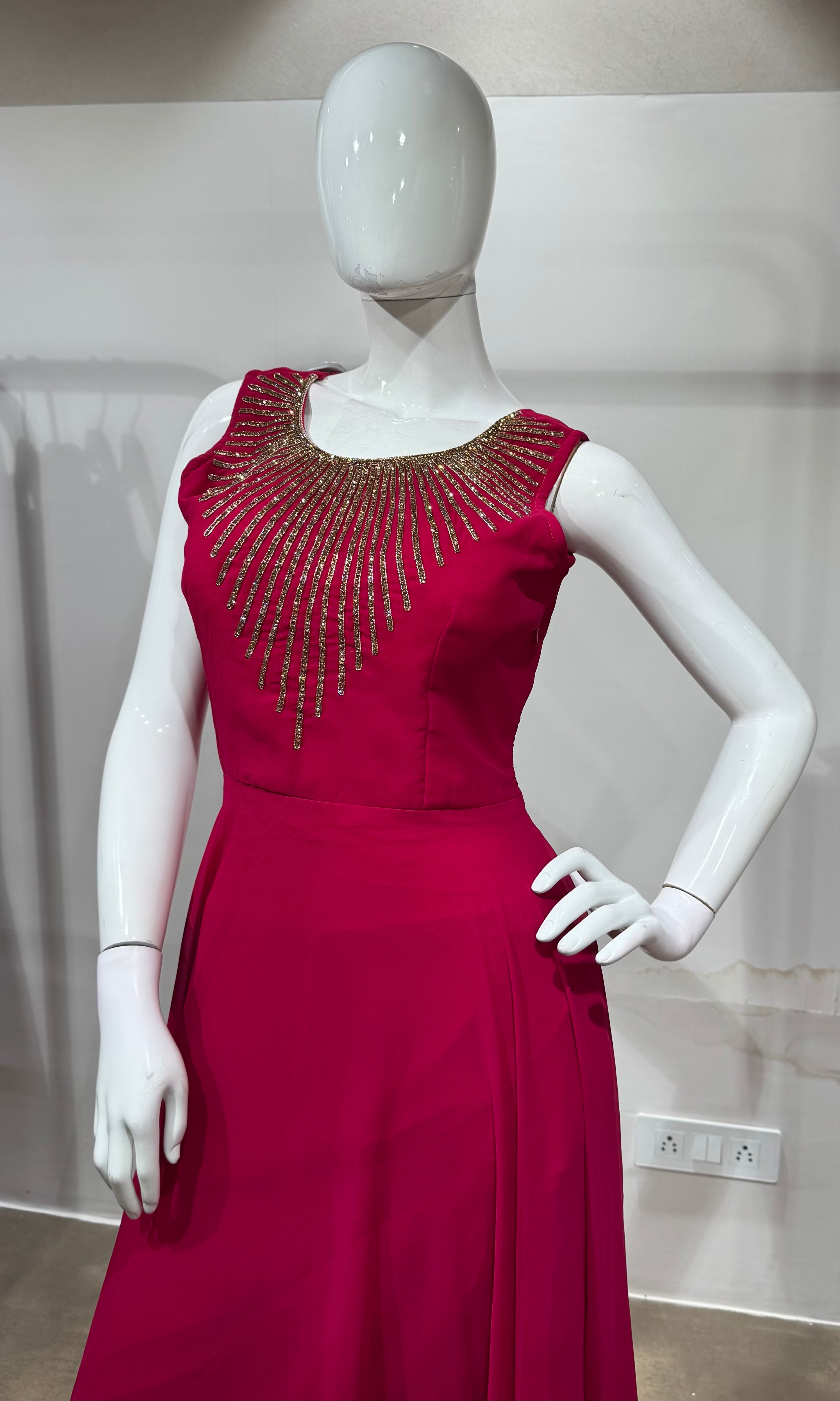 RANI Magenta Embroidered Anarkali Gown Set
