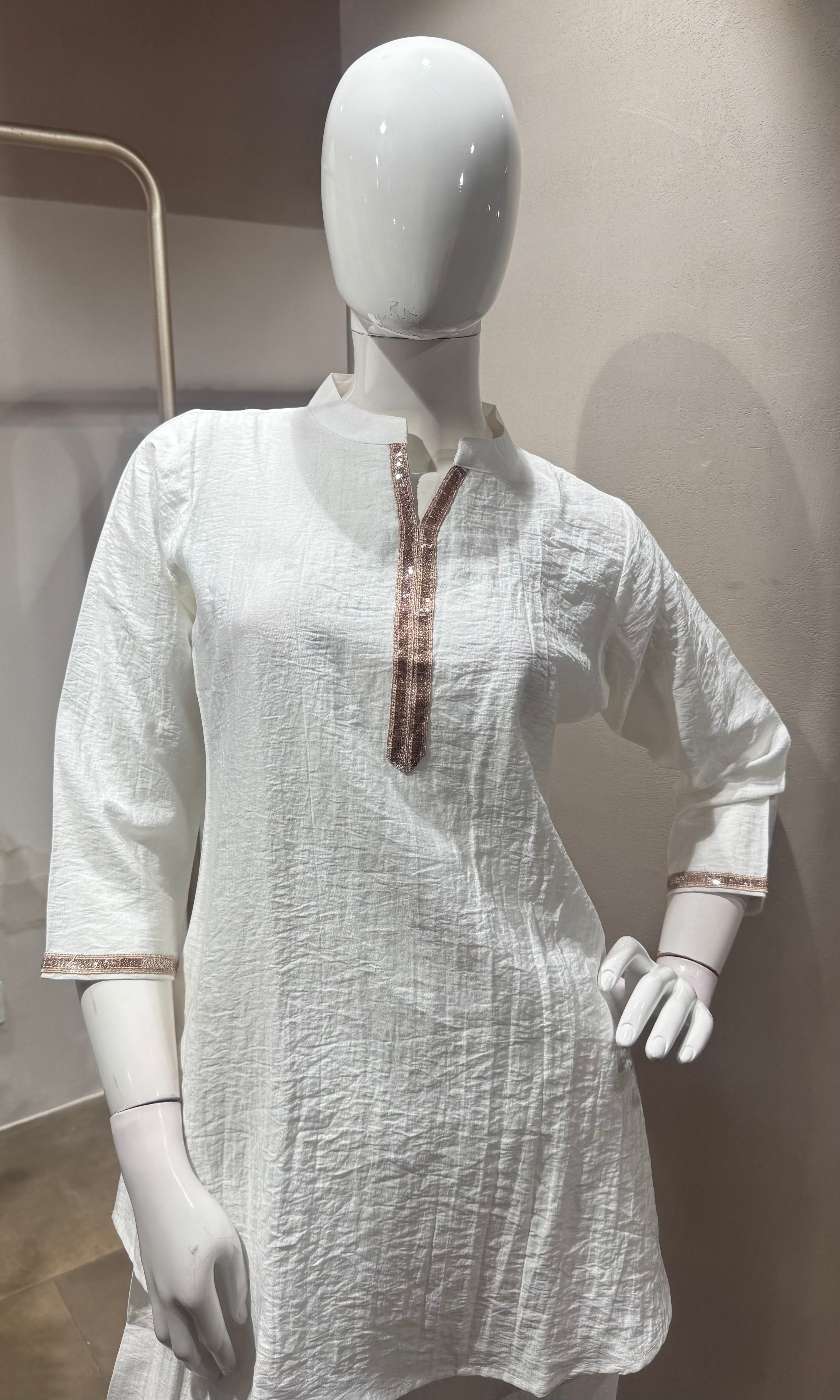Cream golden neckline cord set