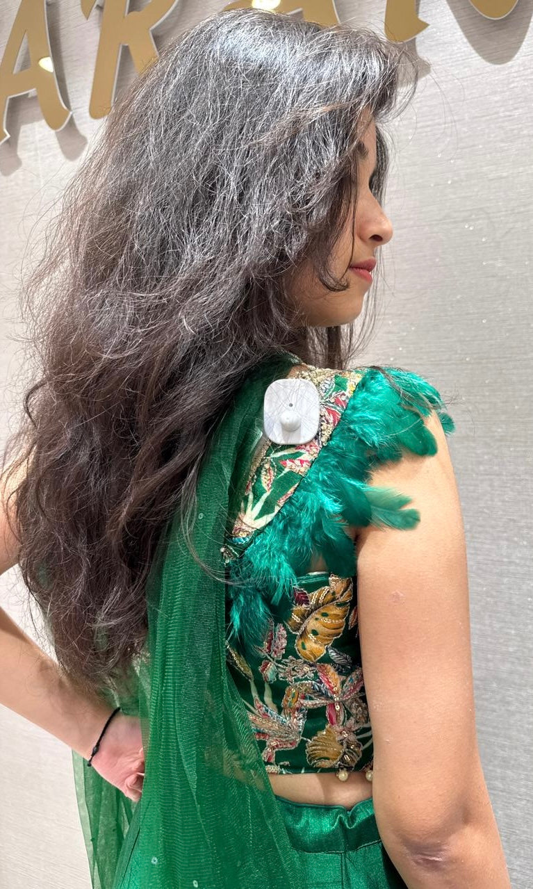 Green fish cut Lehenga