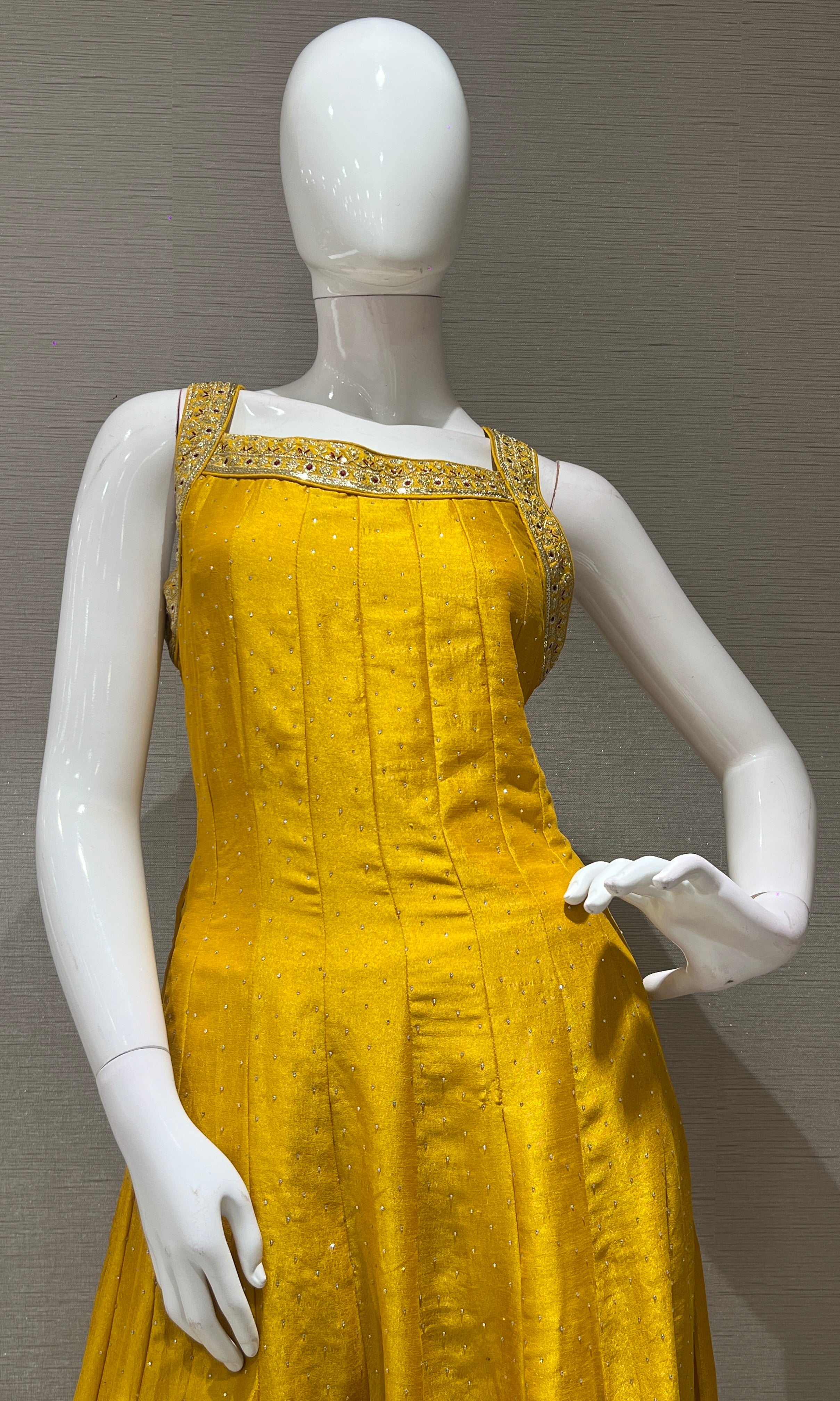 Mustard kurta set with Contrast Dupatta