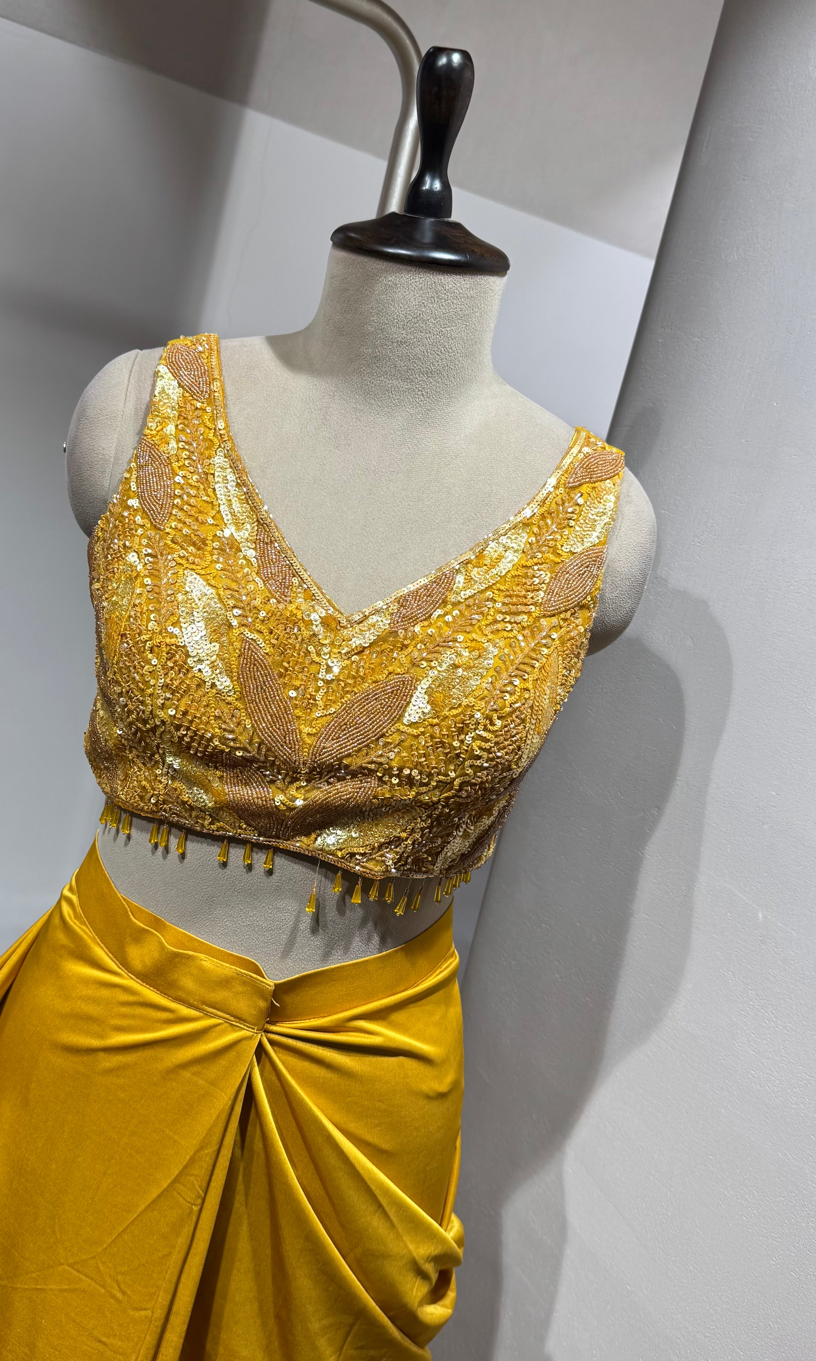 Mustard Magic Pre-Draped Festive Saree