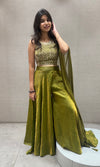 Mehendi Green embellished halter-neck palazzo set