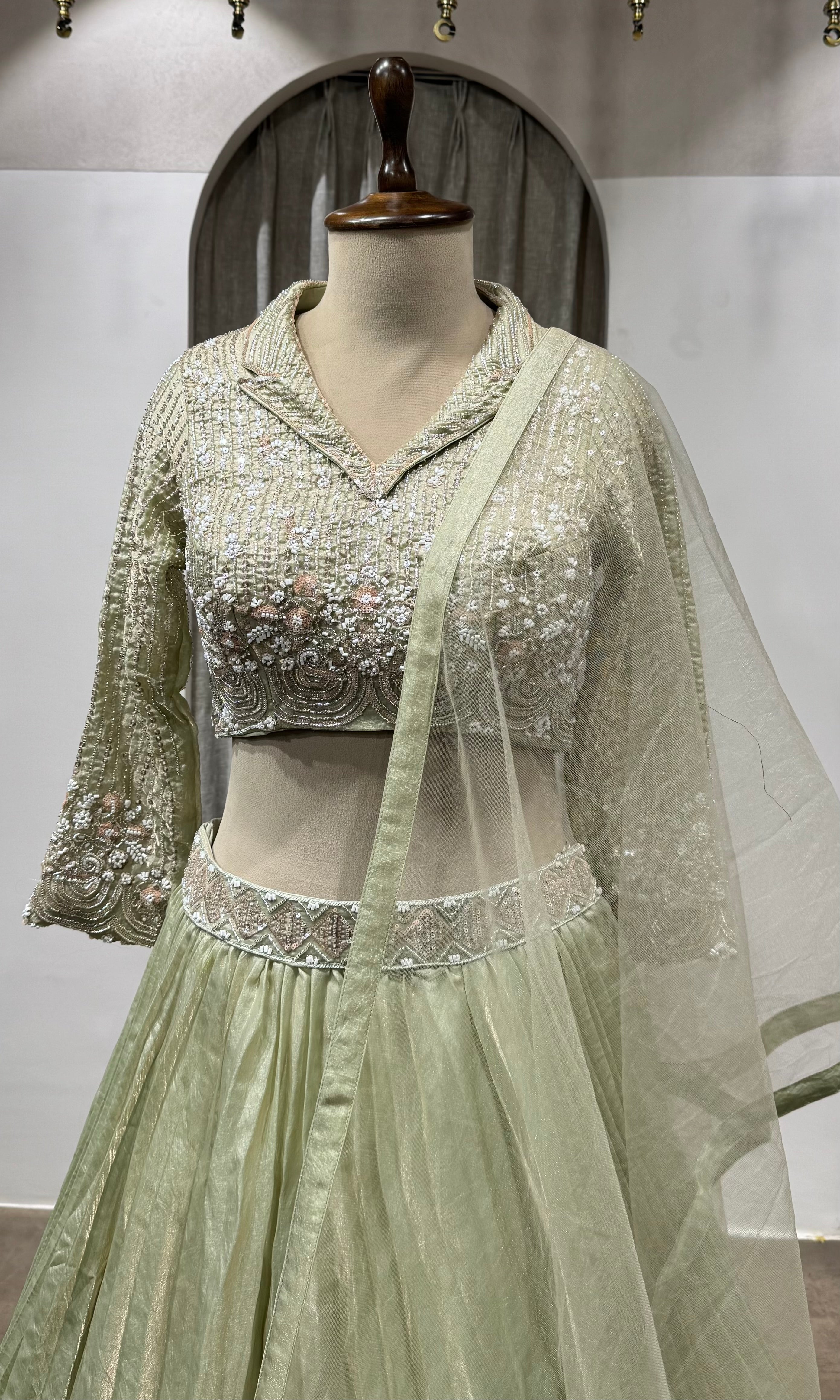 Light Green Embroidered Designer Lehenga Set