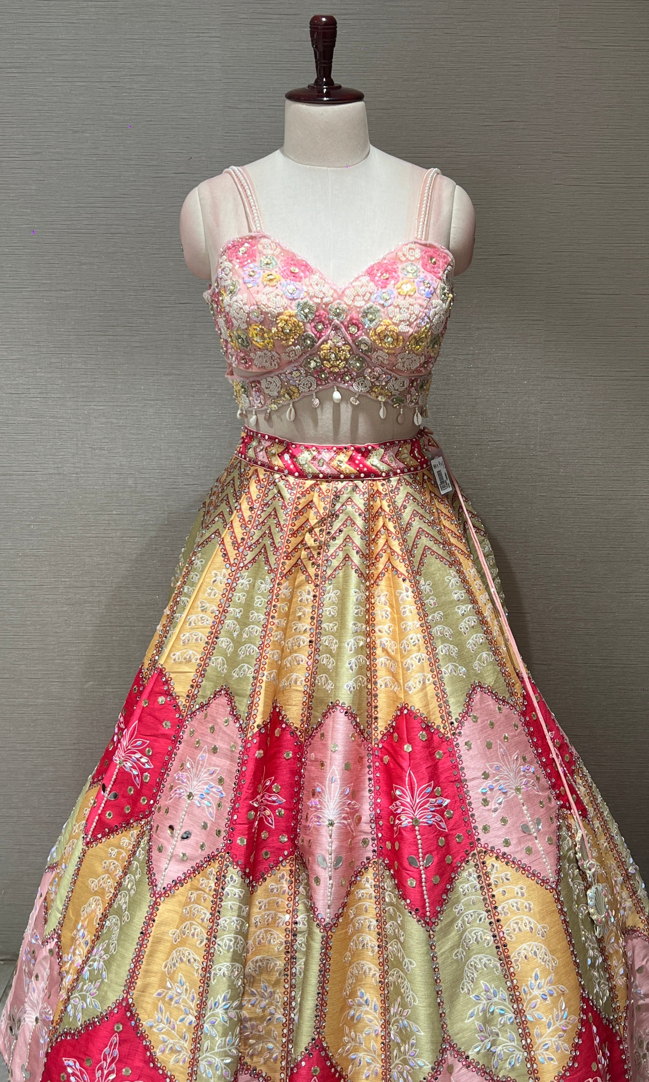 Baby pink MULTICOLOUR EMBROIDERY LEHENGA