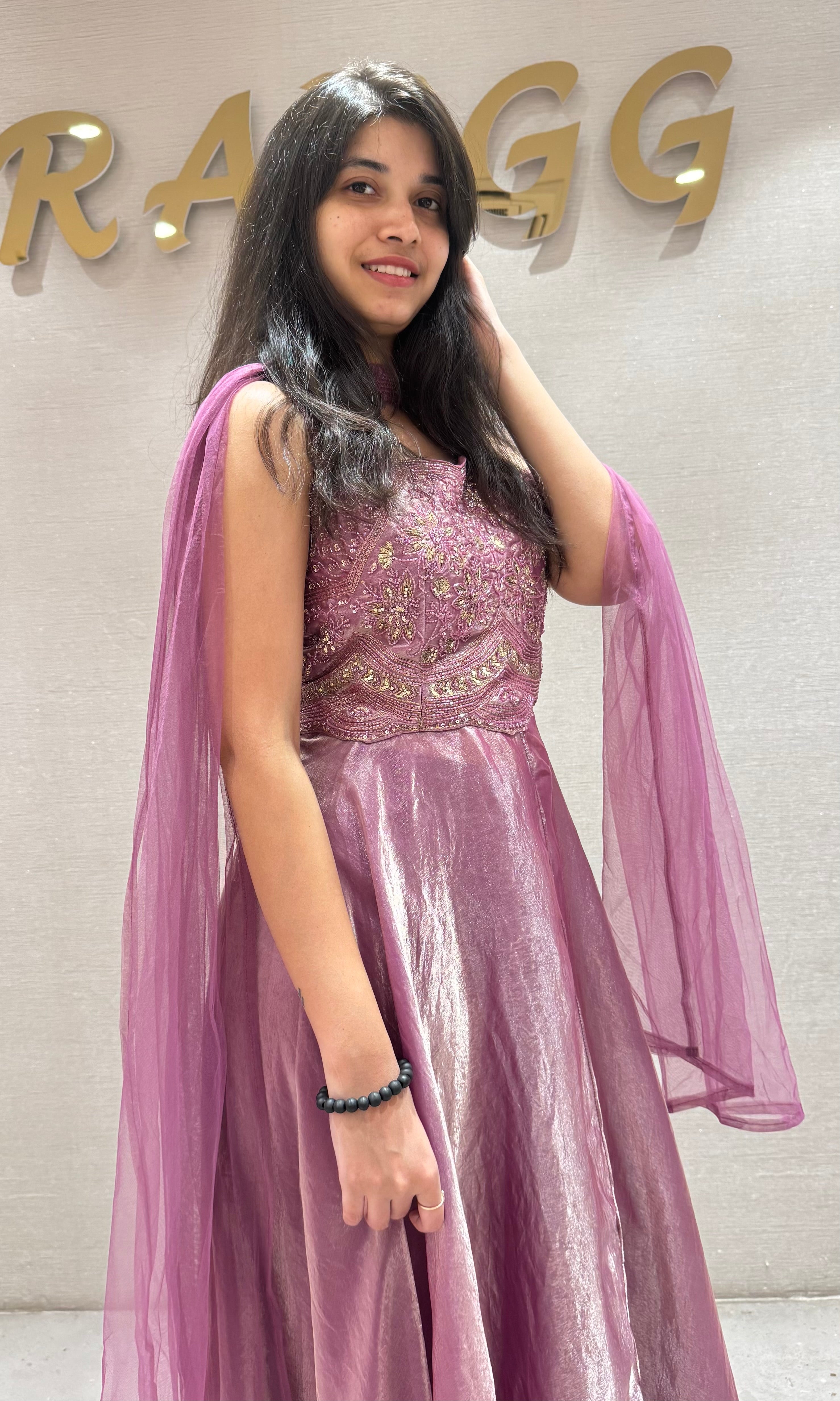 Onion pink LONG ANARKALI SET
