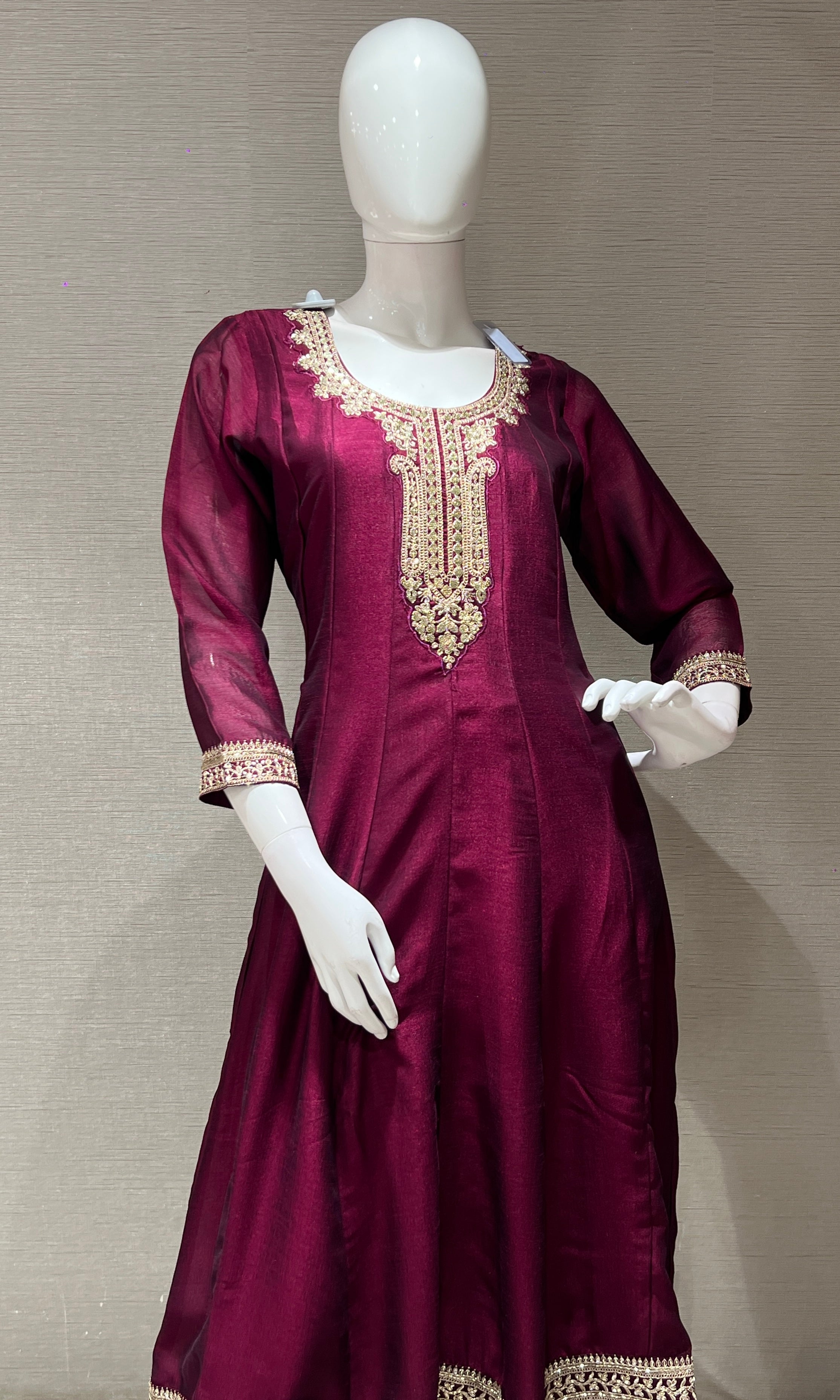 Wine gold Ethnic Anarkali kurta set