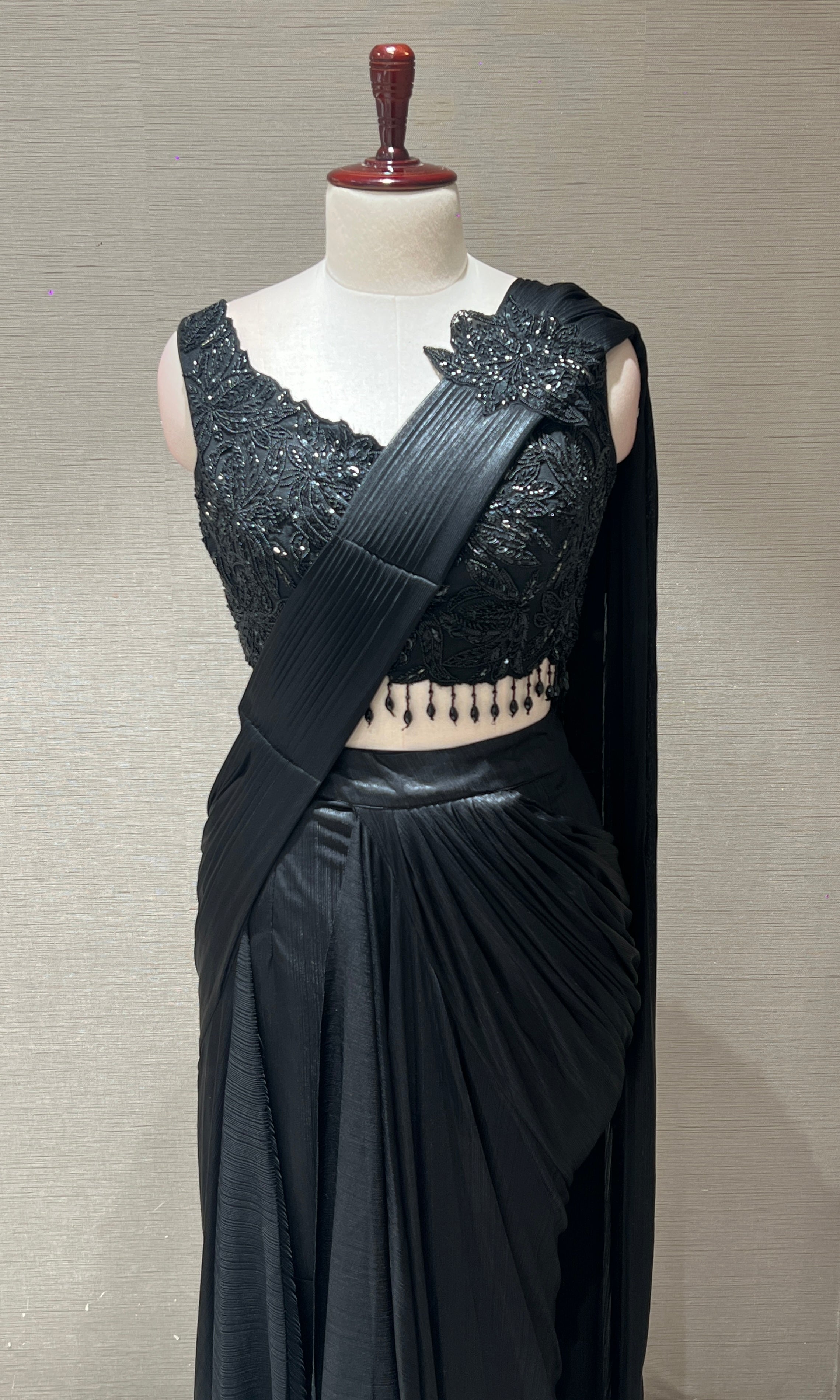 Black one minute saree