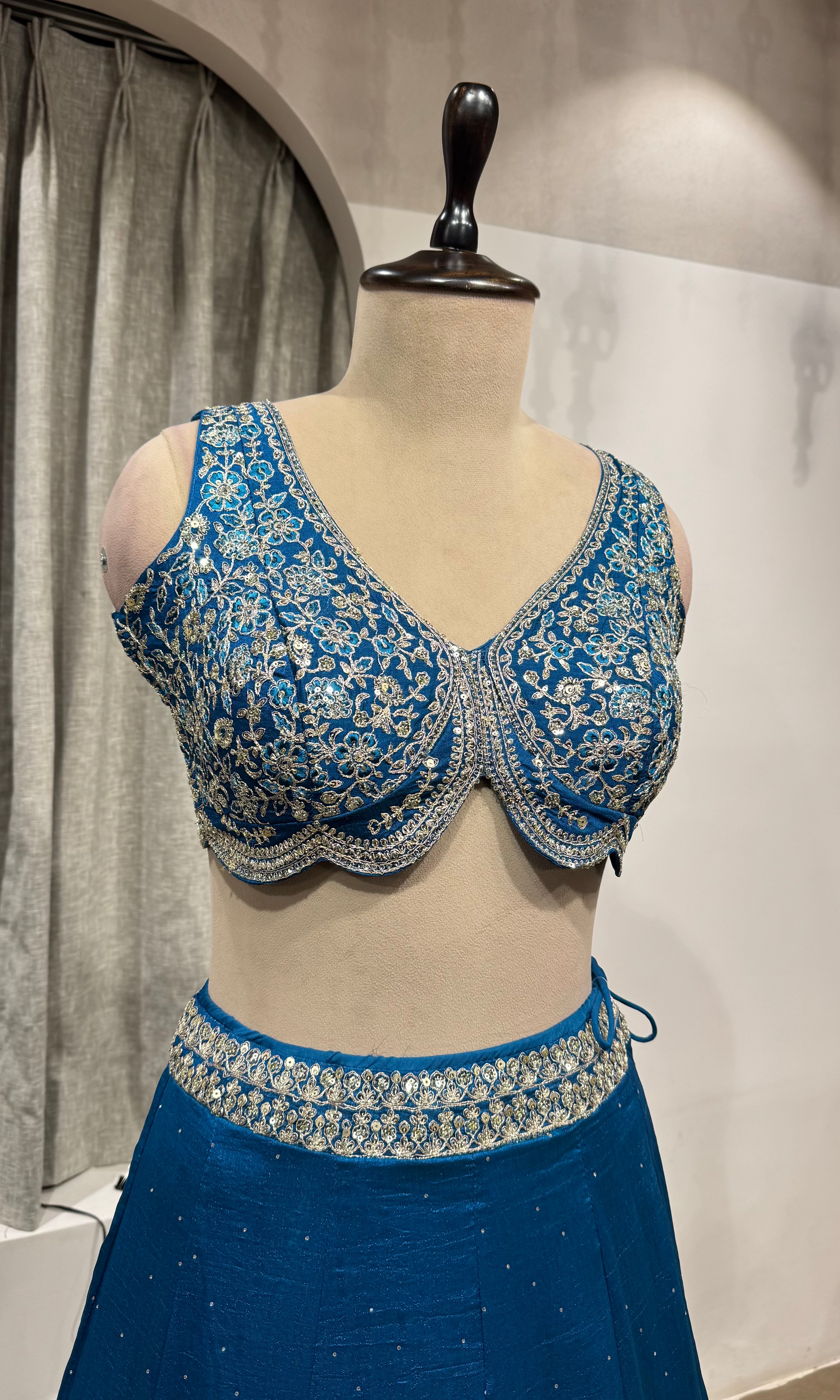 Teal Blue Georgette Lehenga Choli