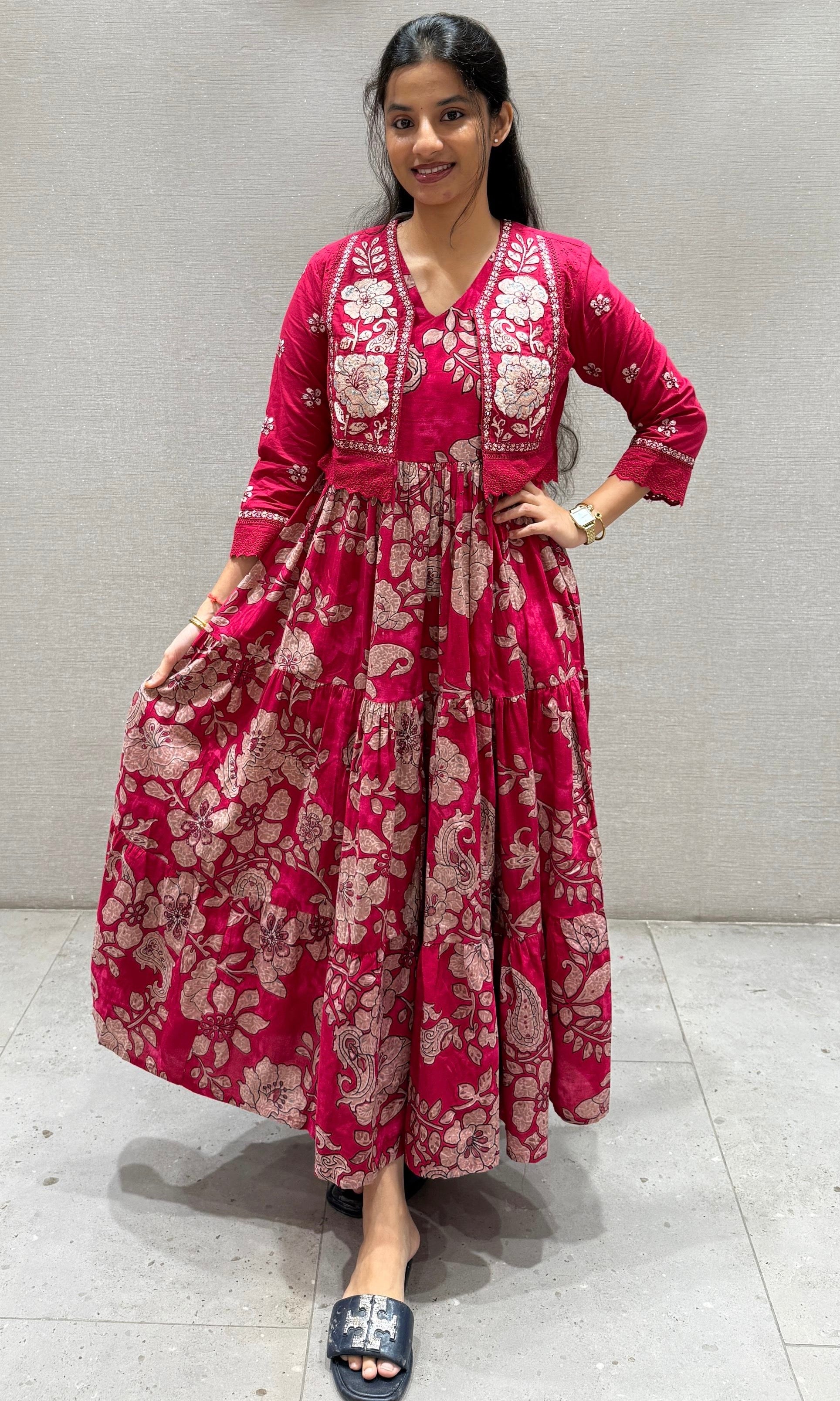 Pink Anarkali with jacket