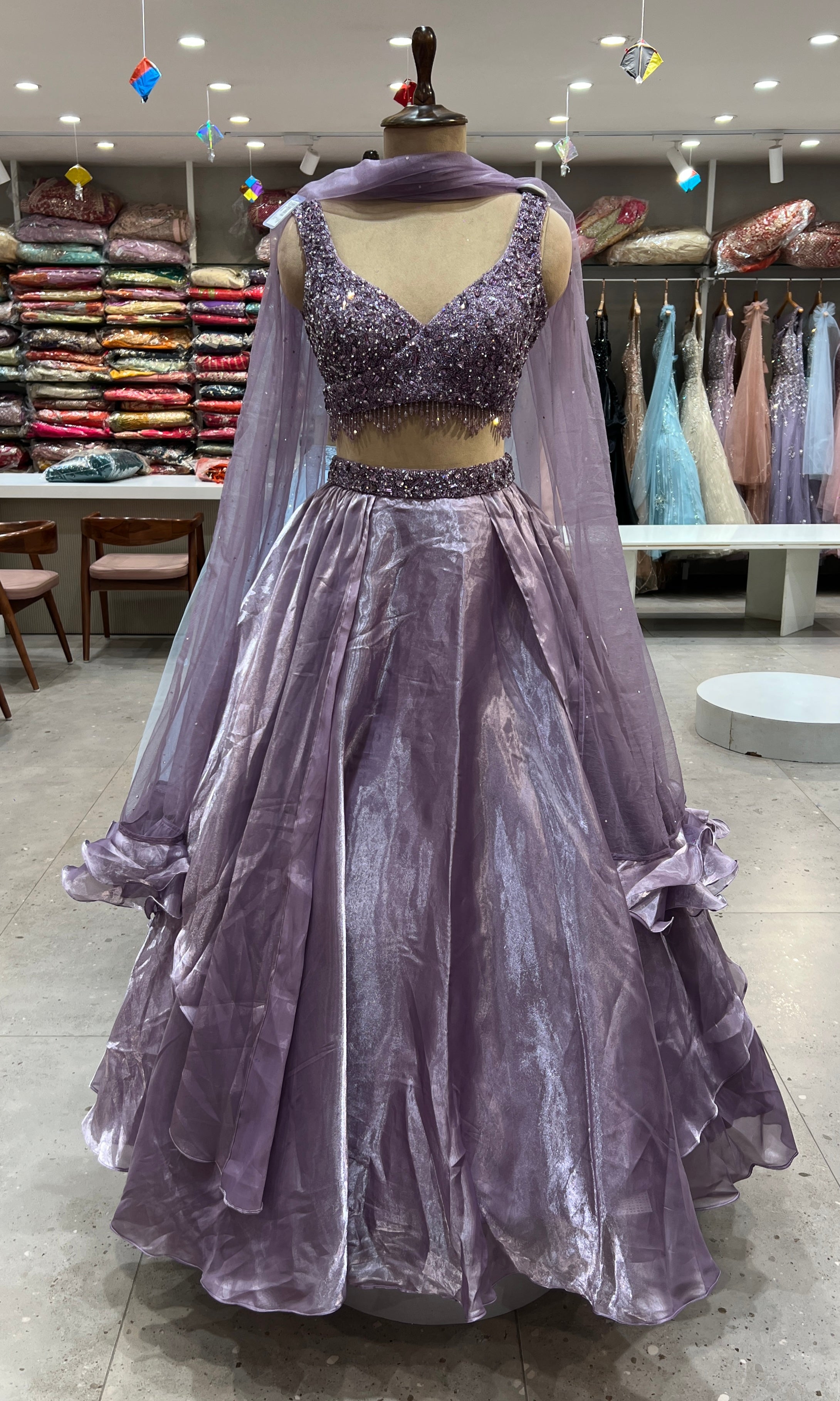 Lilac Sequin Embroidered Lehenga Set