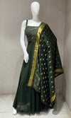 Green EMBROIDERED LONG DRESS ANARKALI
