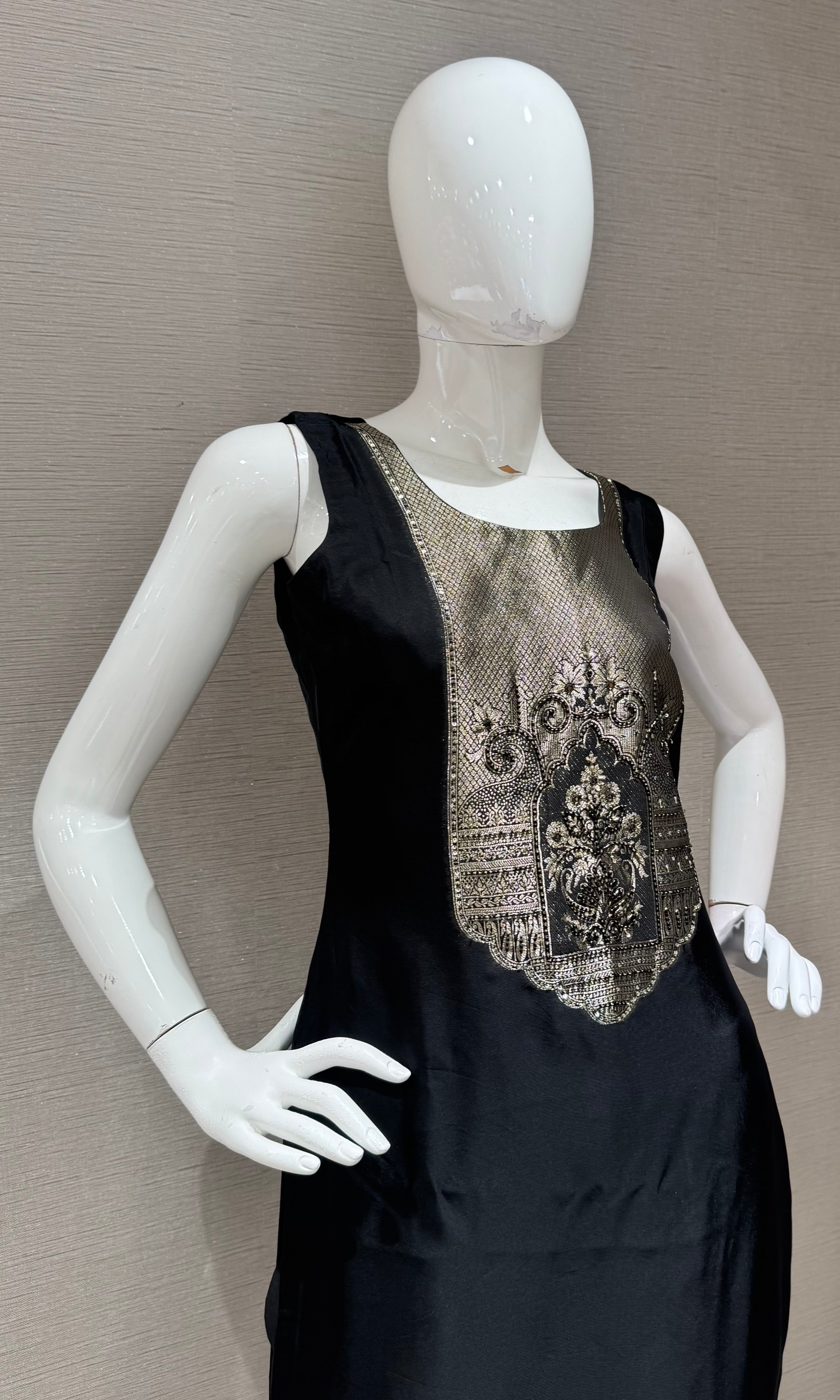 Black Zari Embroidered Kurta Set with Dupatta