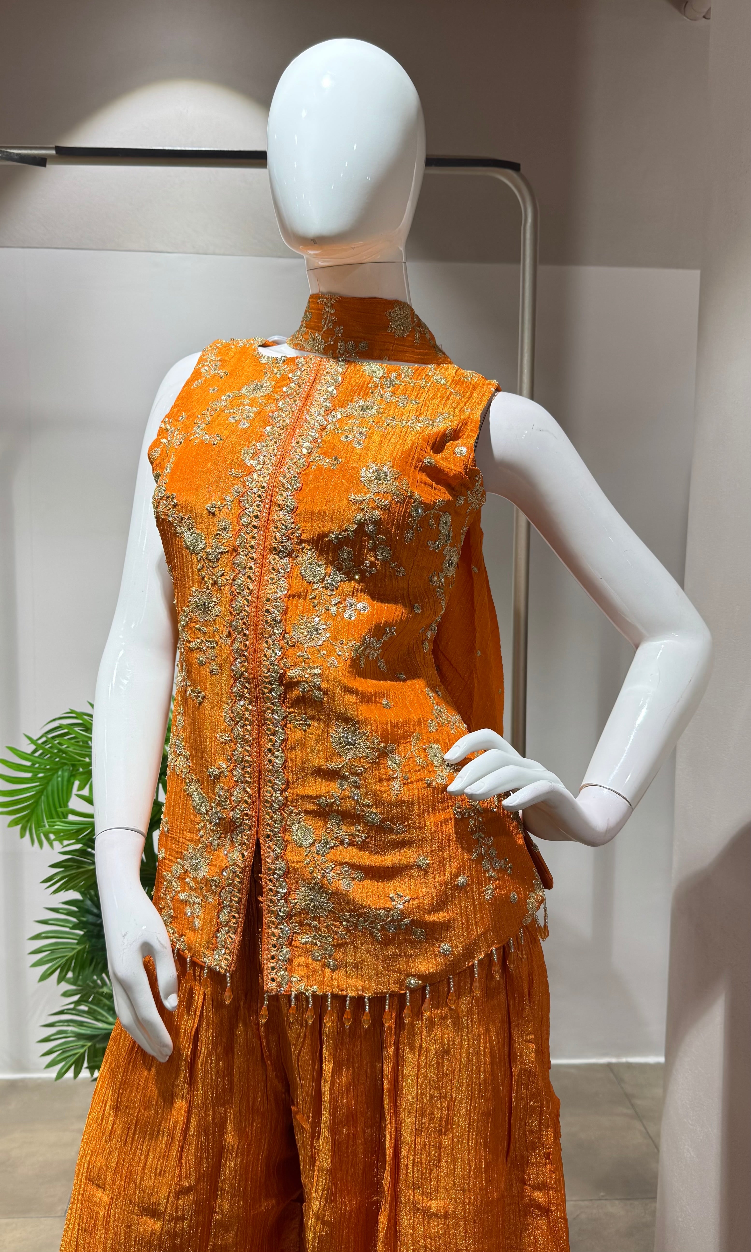 ORANGE GOLDEN ETHNIC PALAZZO SET