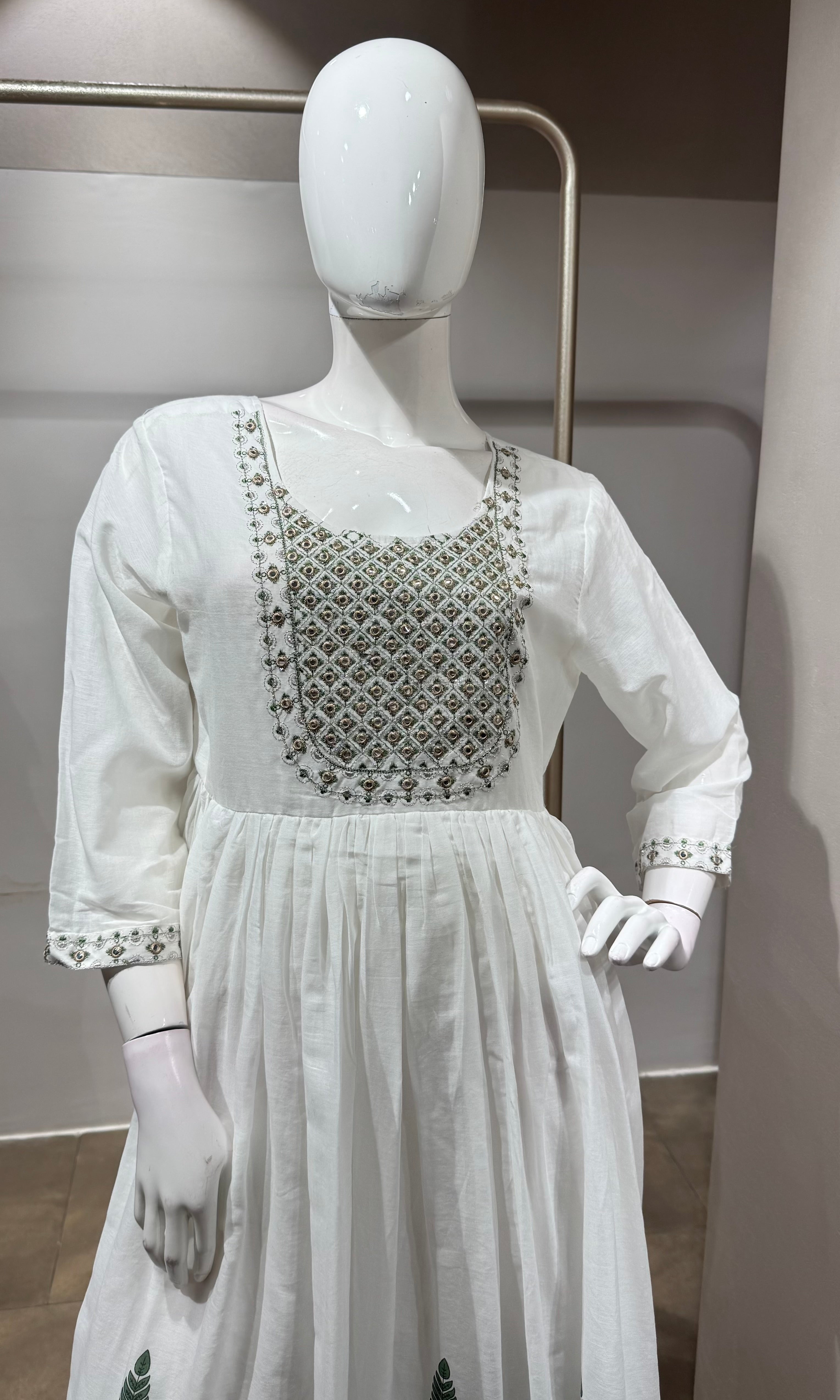 Green Floral Embroidered Kurta with Dupatta