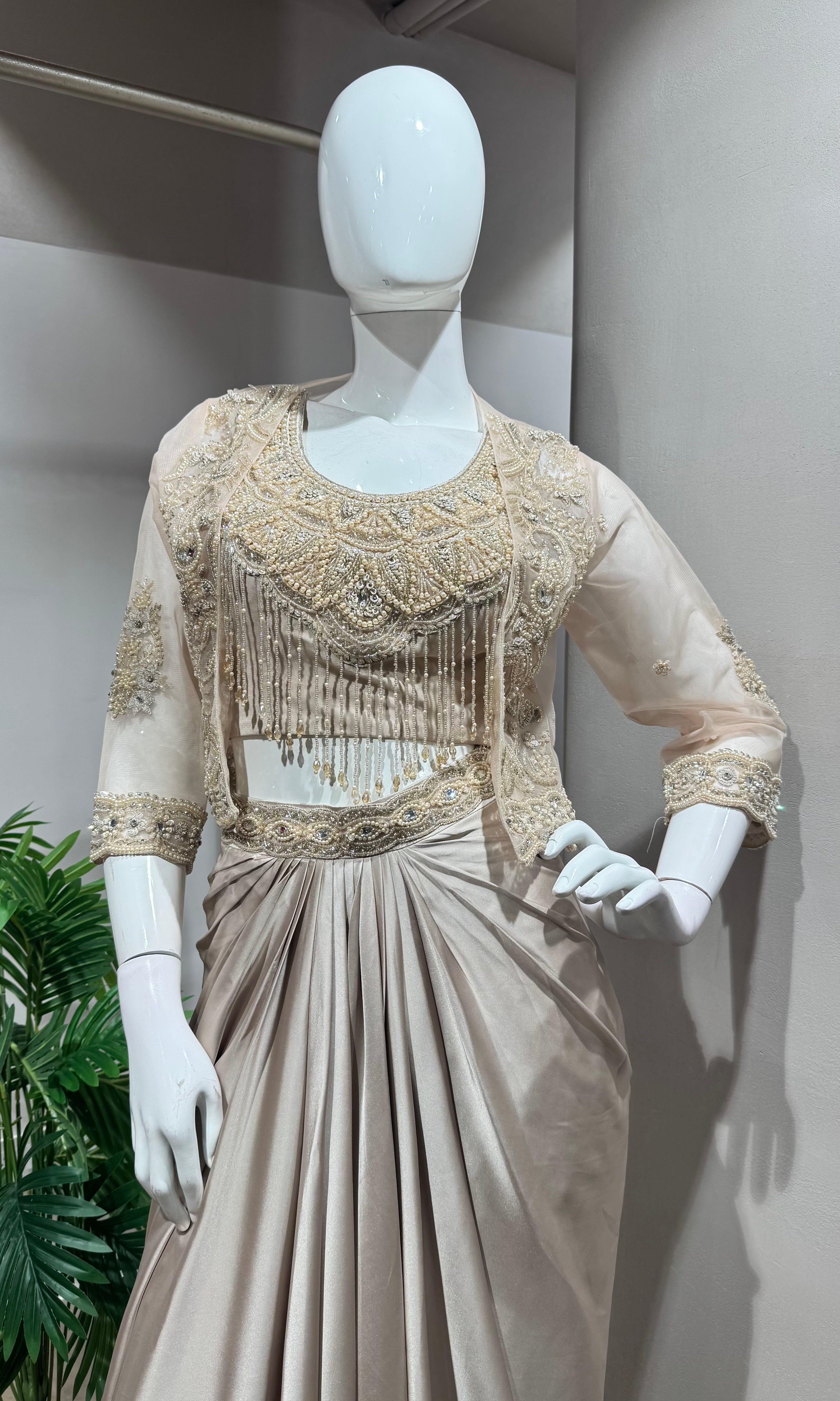 BEAGH DRAPED SKIRT WITH EMBROIDERED BLOUSE