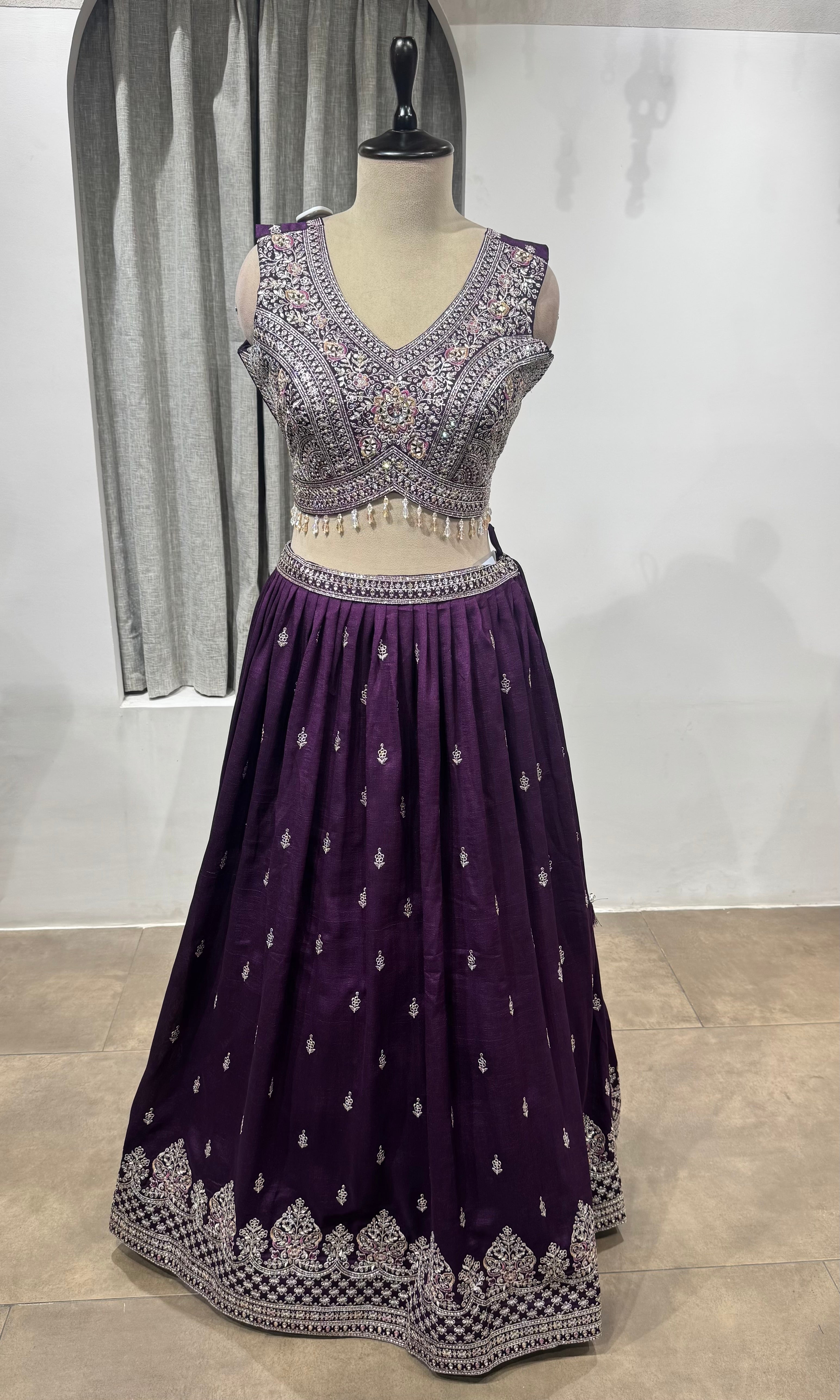 ROYAL WINE INTRICATE EMBROIDERED LEHENGA