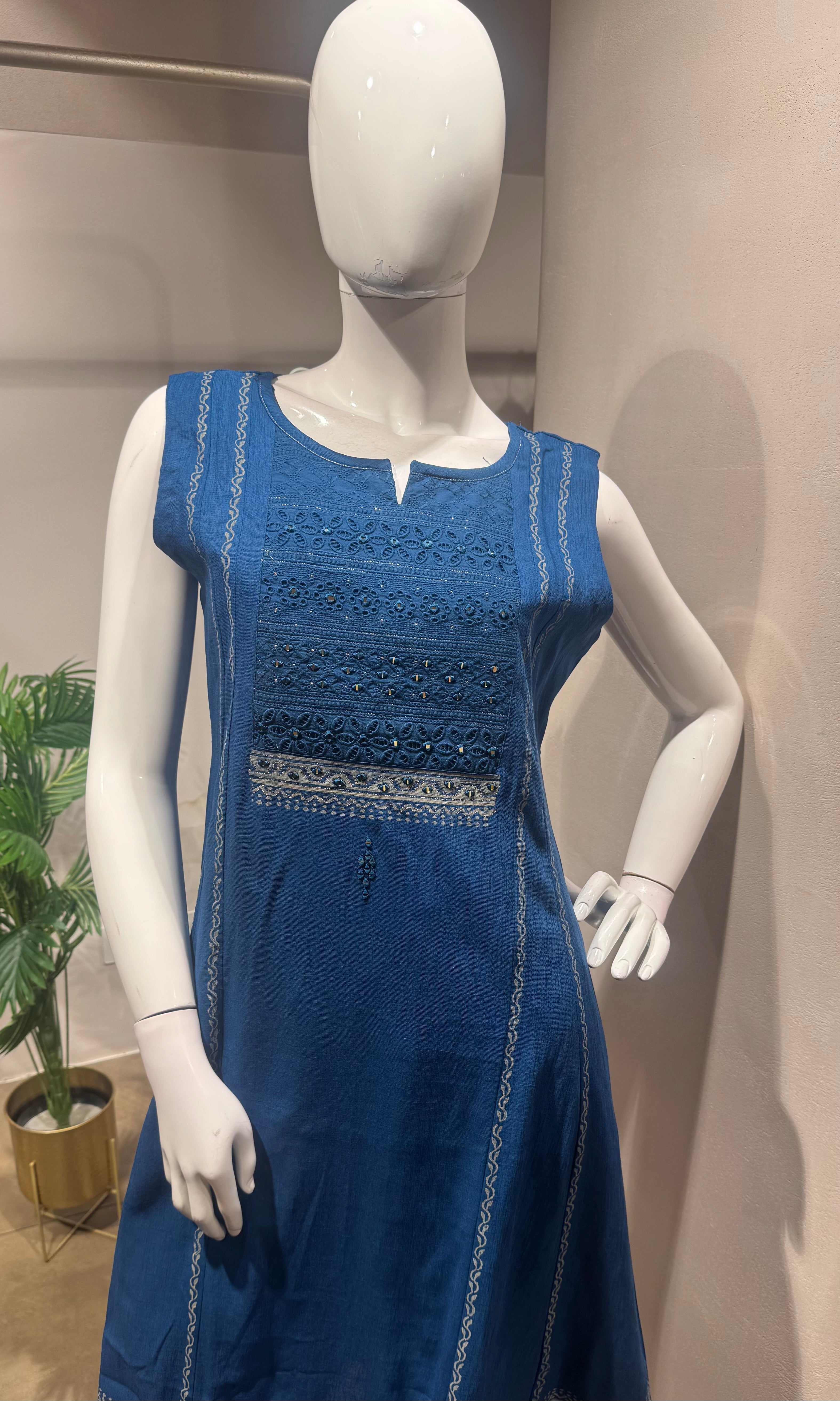 Regal Blue Ethnic Kurti with bottom