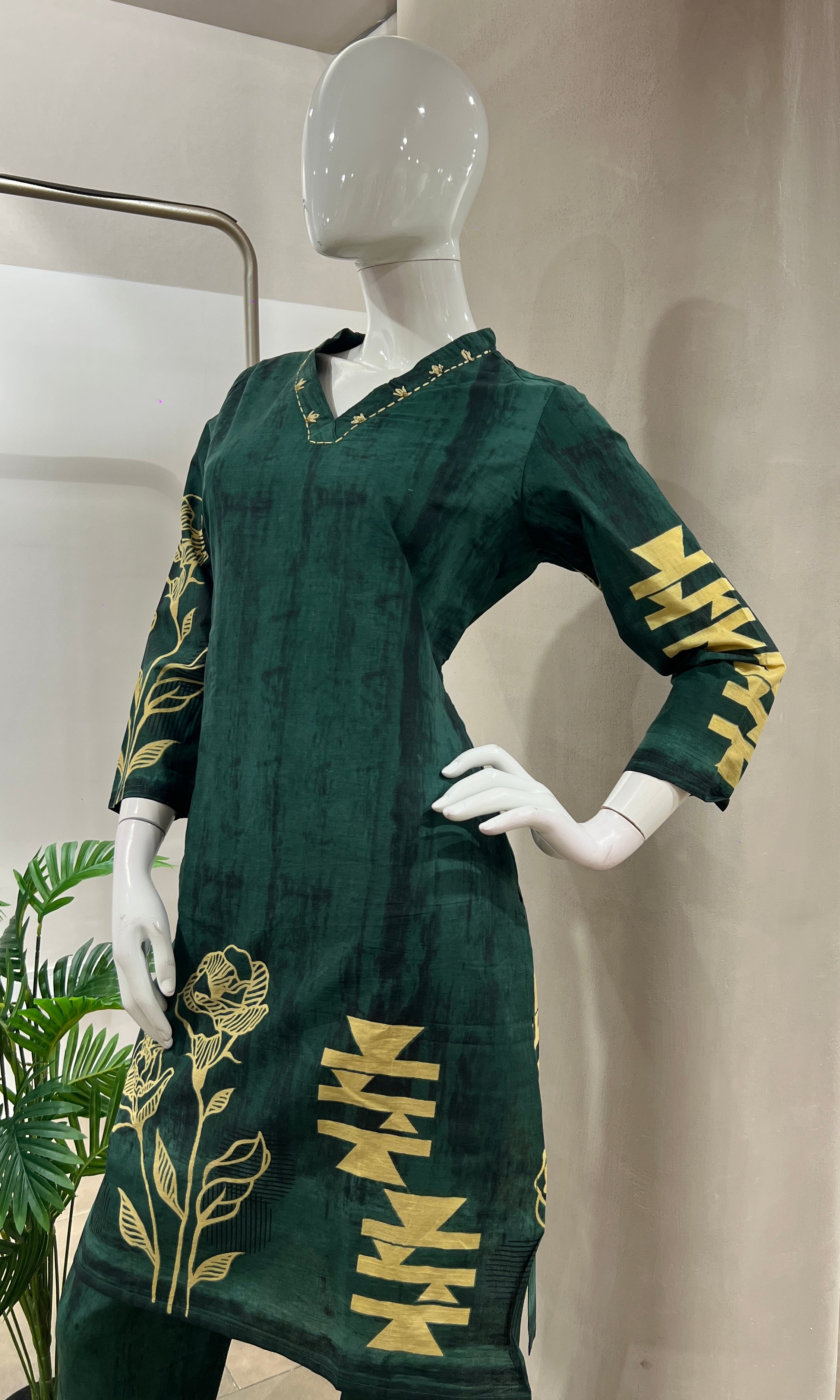 GREEN FLORAL CORD SET