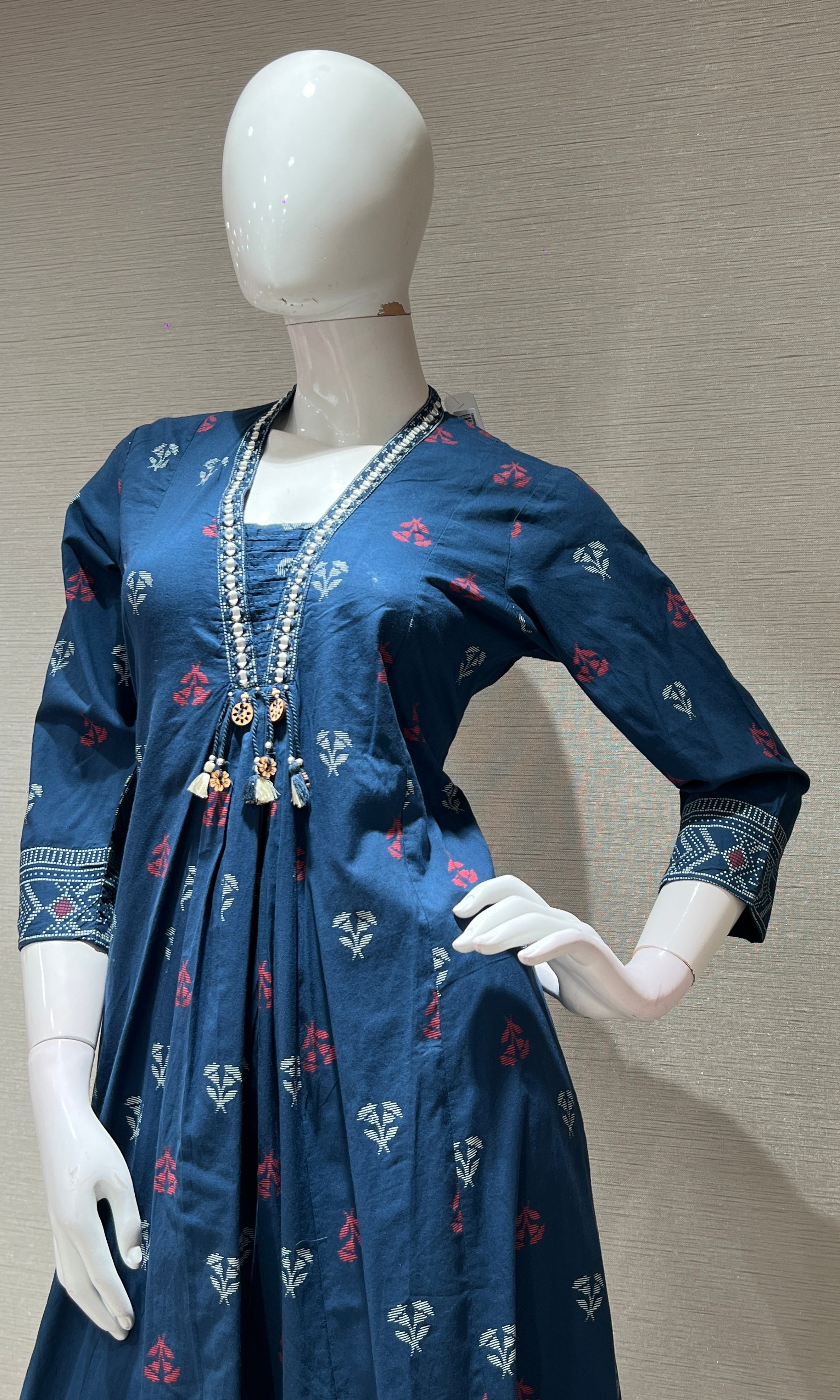 Blue ETHNIC MOTIF PRINTED KURTA SET