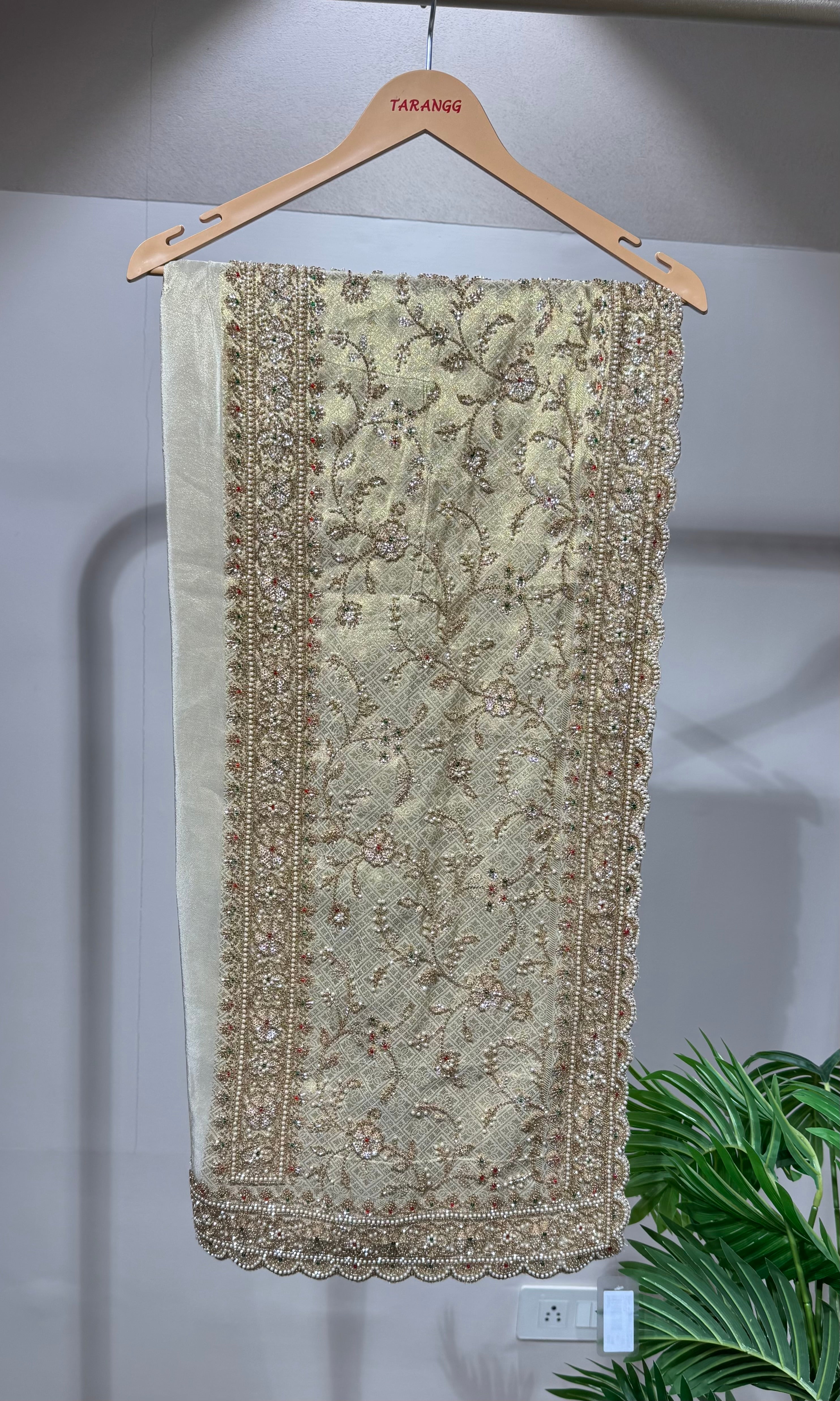 Gold Banarasi Saree with Embroidered Blouse
