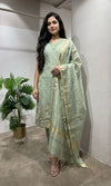 Pista Green tissue kurta set