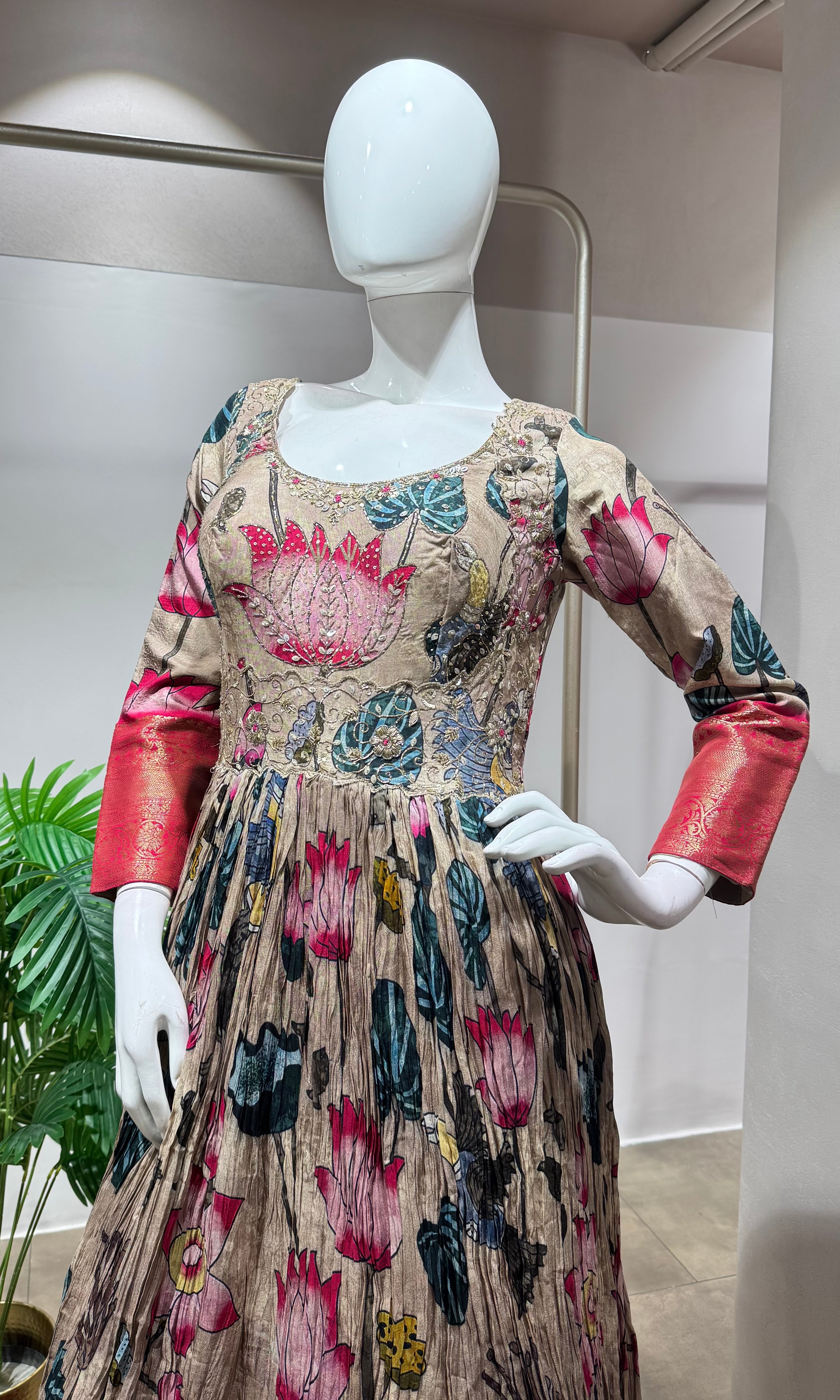 Multi FLORAL kalamkari Anarkali