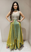 Olive Green Shimmer Tissue Anarkali & Palazzo set