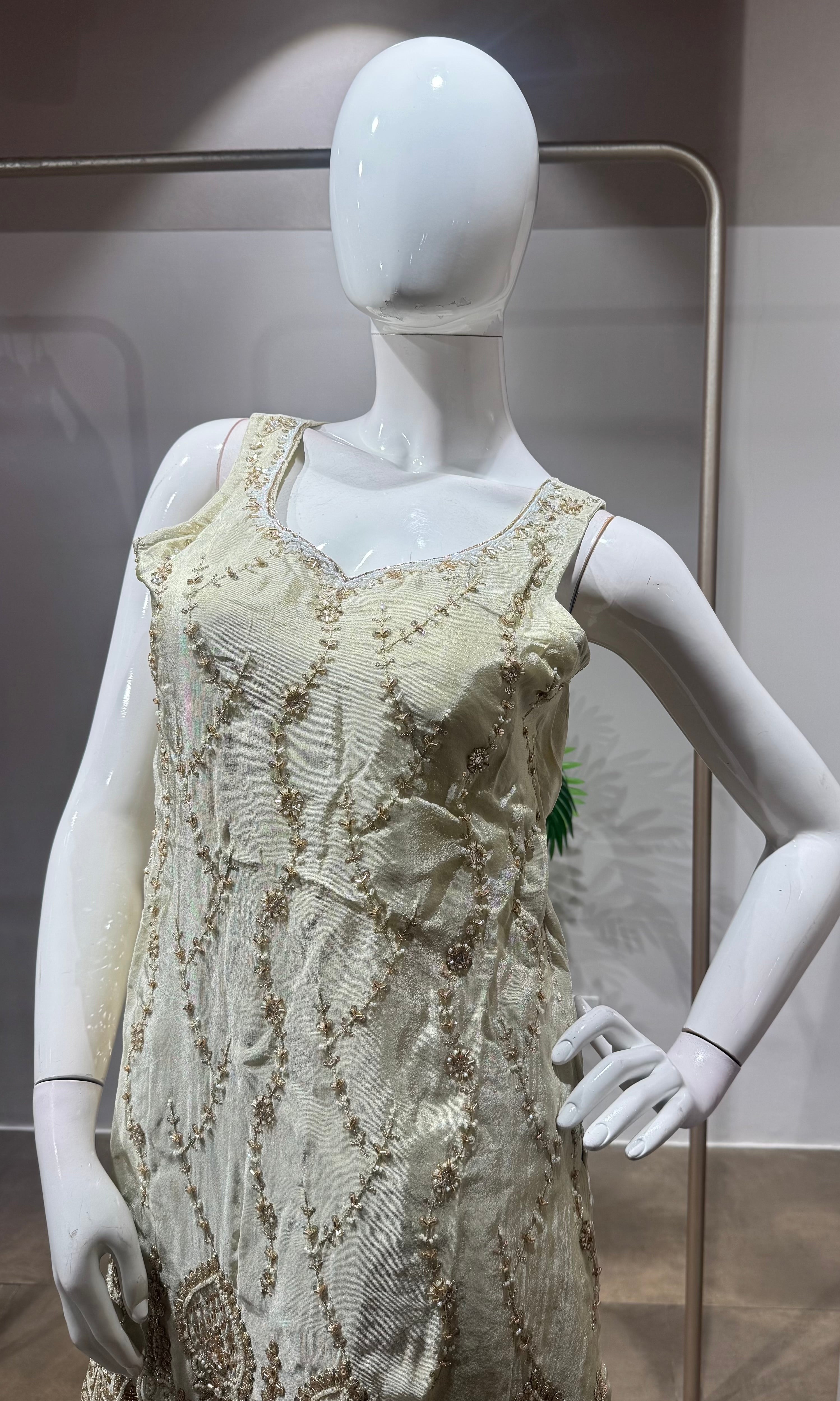 WHITE Embroidered sharara Set with Dupatta